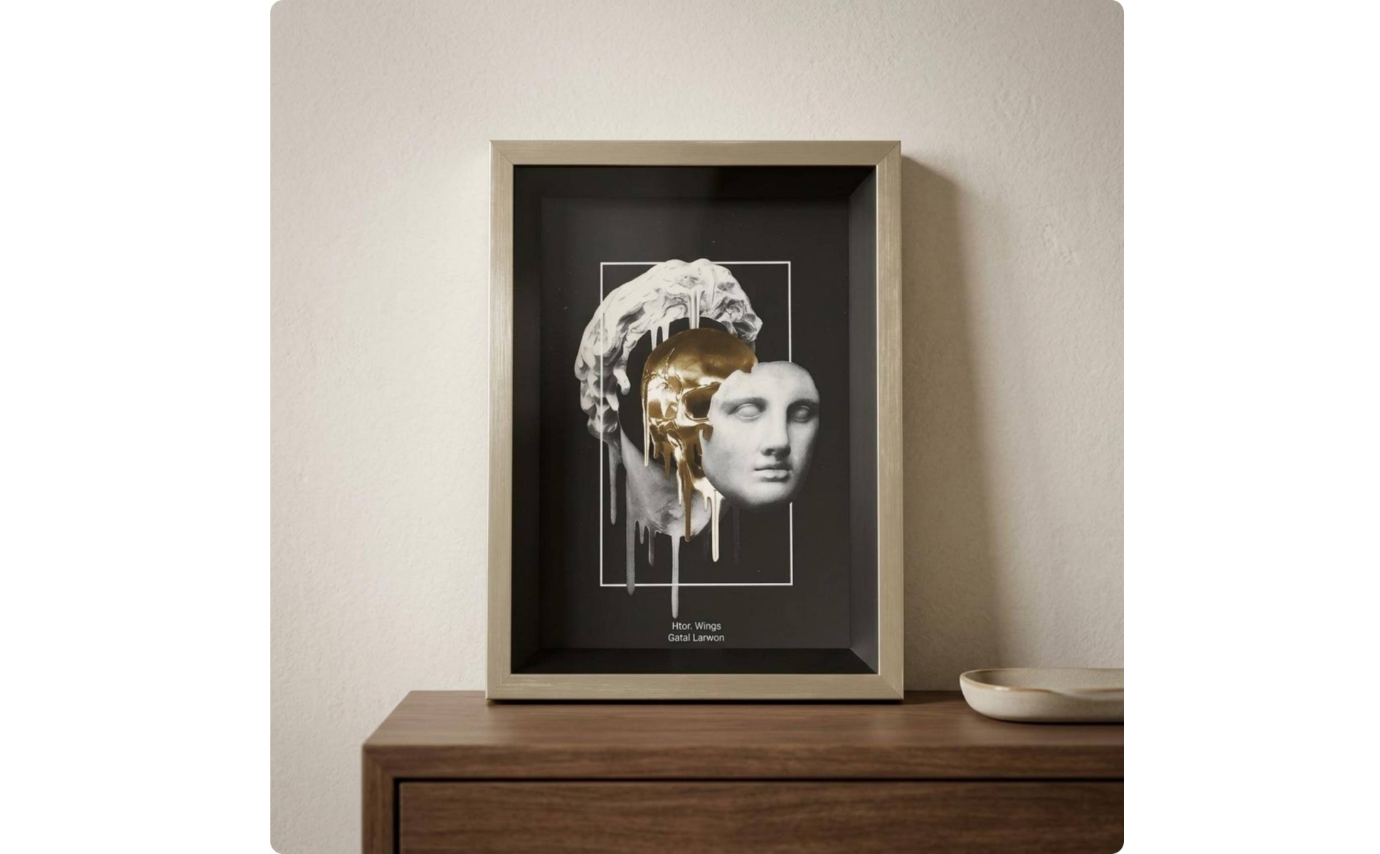 Shadow Box Frame Champagne-Gold Deep Shadow Box Black Interior for Desktop