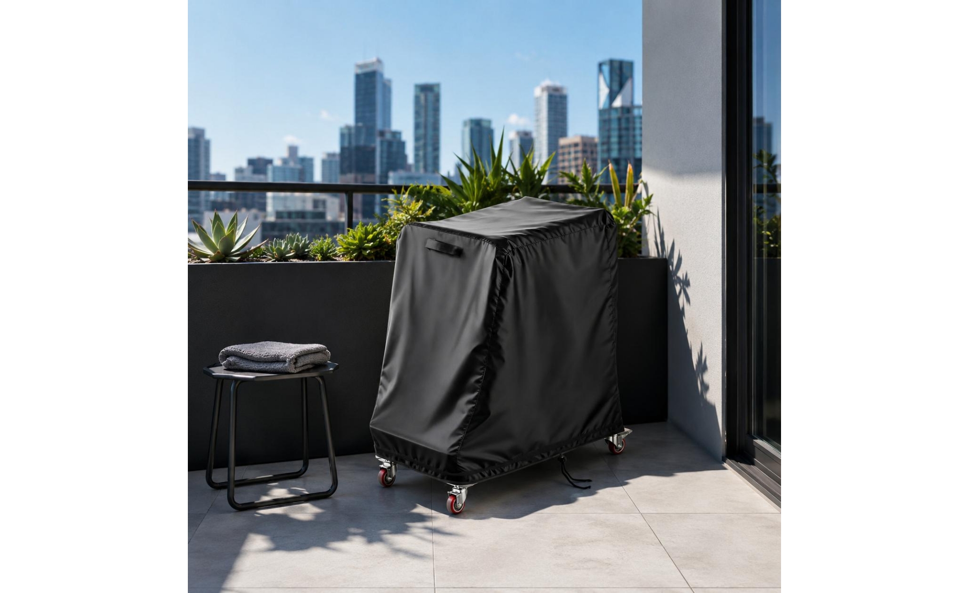 L-Shaped Chair Trolley Cover 210D Folding Chair Cart Cover Black