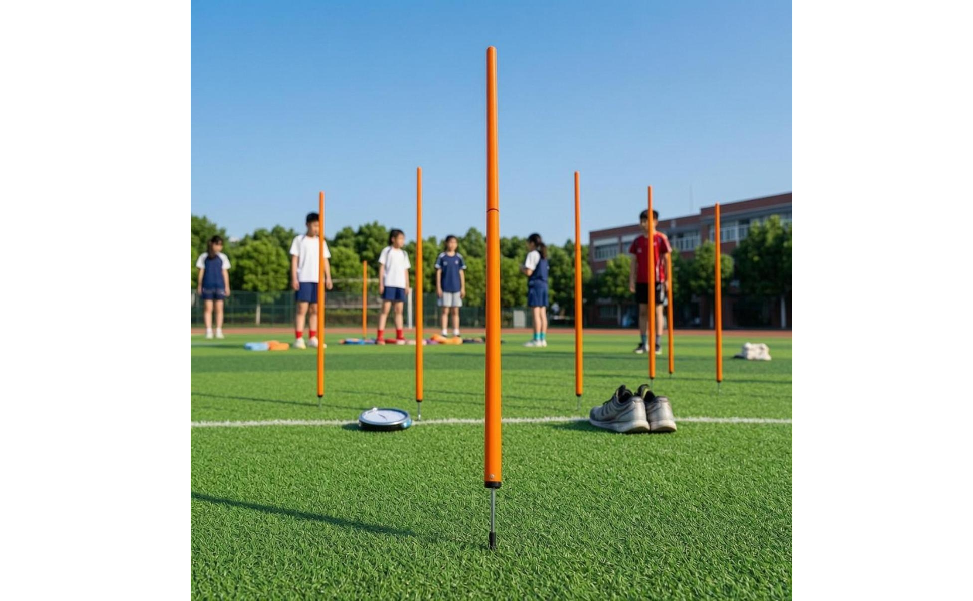 Trainingsstangen mit Erdspieß Orange Slalomstange Zweiteilig für Fußballtraining