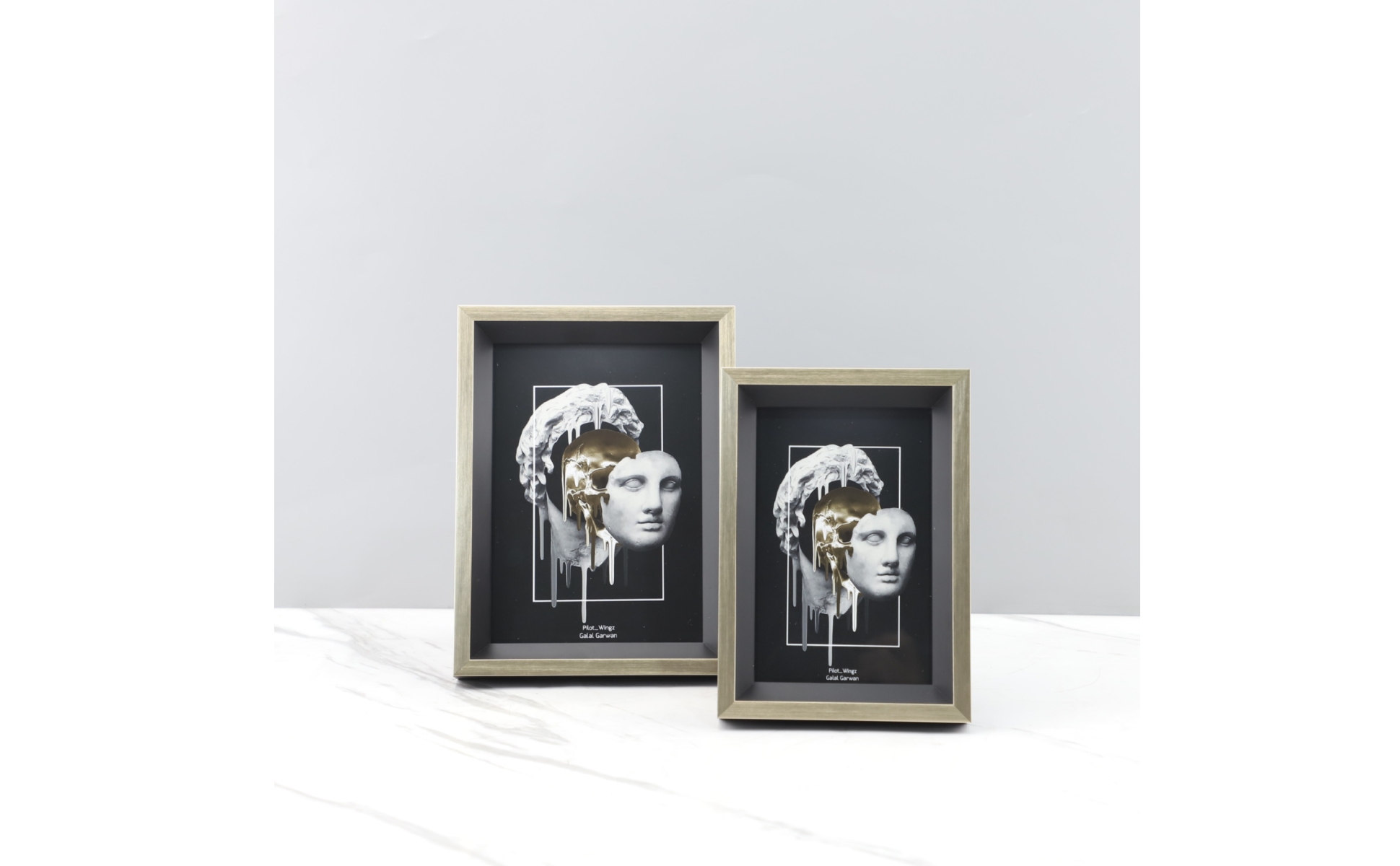 Shadow Box Frame Champagne-Gold Deep Shadow Box Black Interior for Desktop