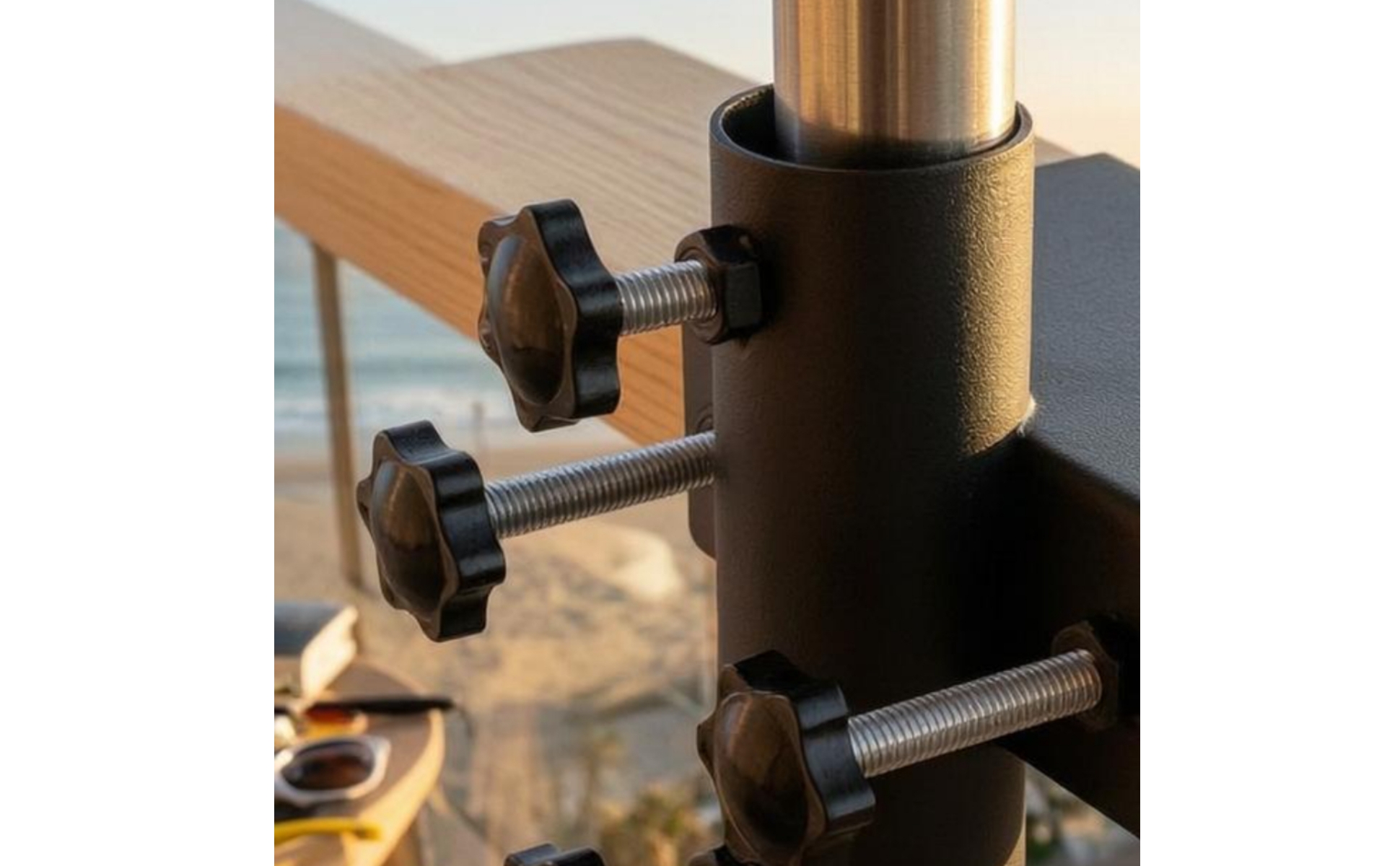 Railing Umbrella Clamp Black Matte Umbrella Clamp Bracket Textured Finish