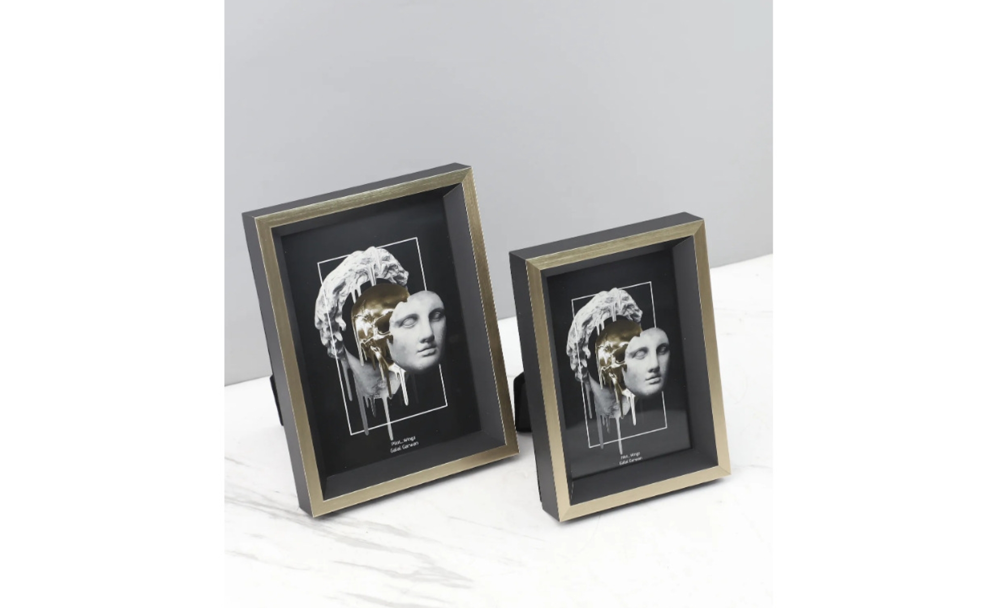 Shadow Box Frame Champagne-Gold Deep Shadow Box Black Interior for Desktop