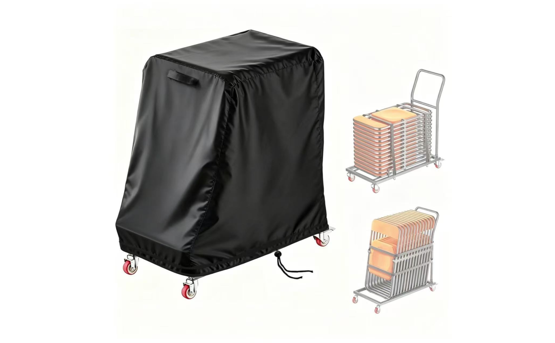 L-Shaped Chair Trolley Cover 210D Folding Chair Cart Cover Black