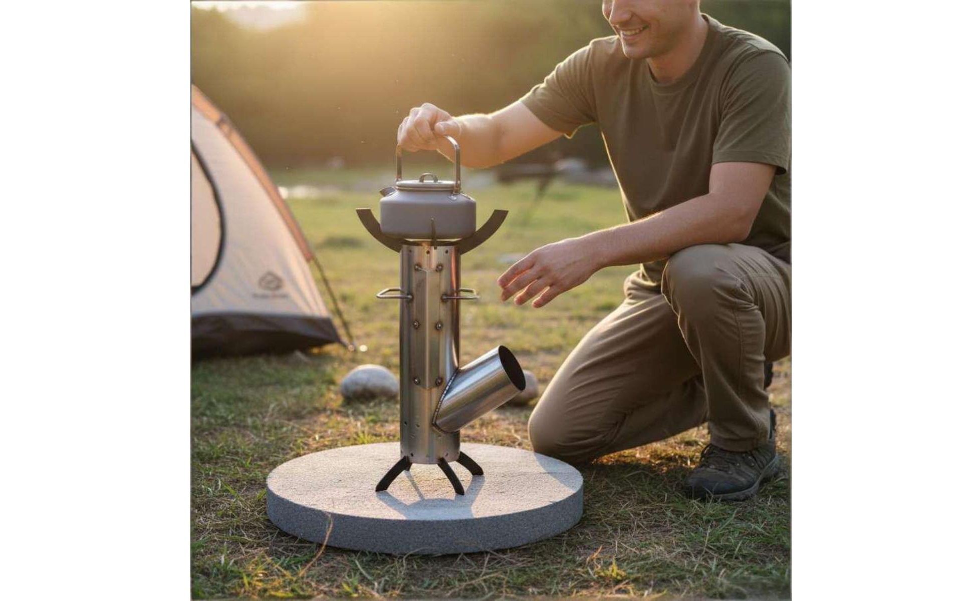 Portable Folding Cylindrical Cooker Side Fuel Feed Folding Leg Cylindrical