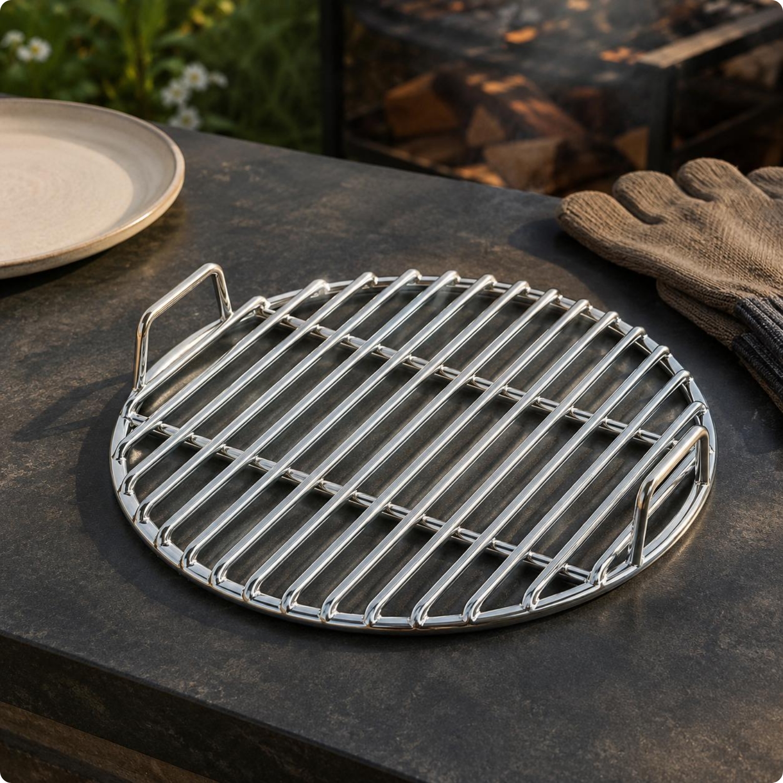 Stainless Steel Cooking Grid Grate Straight-Bar Stainless Steel Grilling Rack