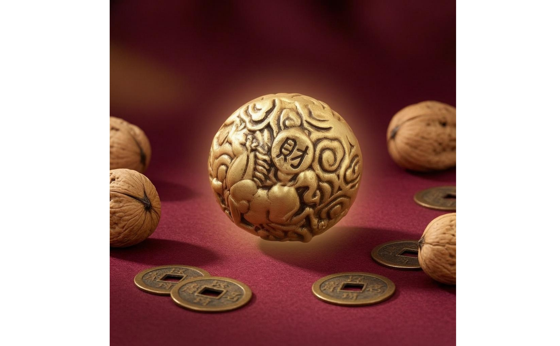 Horse Motif Decoration Auspicious Brass Sphere Decoration Carved Relief
