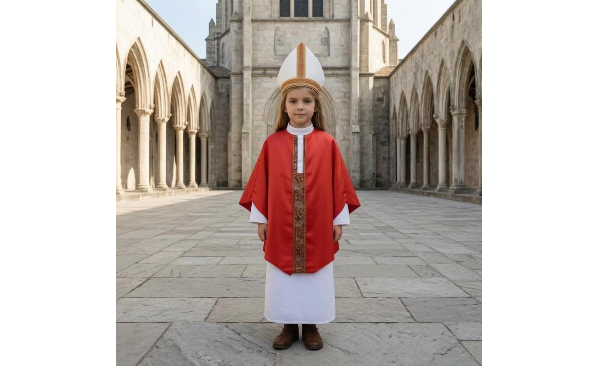 Robe and Cape Costume Patterned Trim Clergy Costume Outfit Long Sleeve