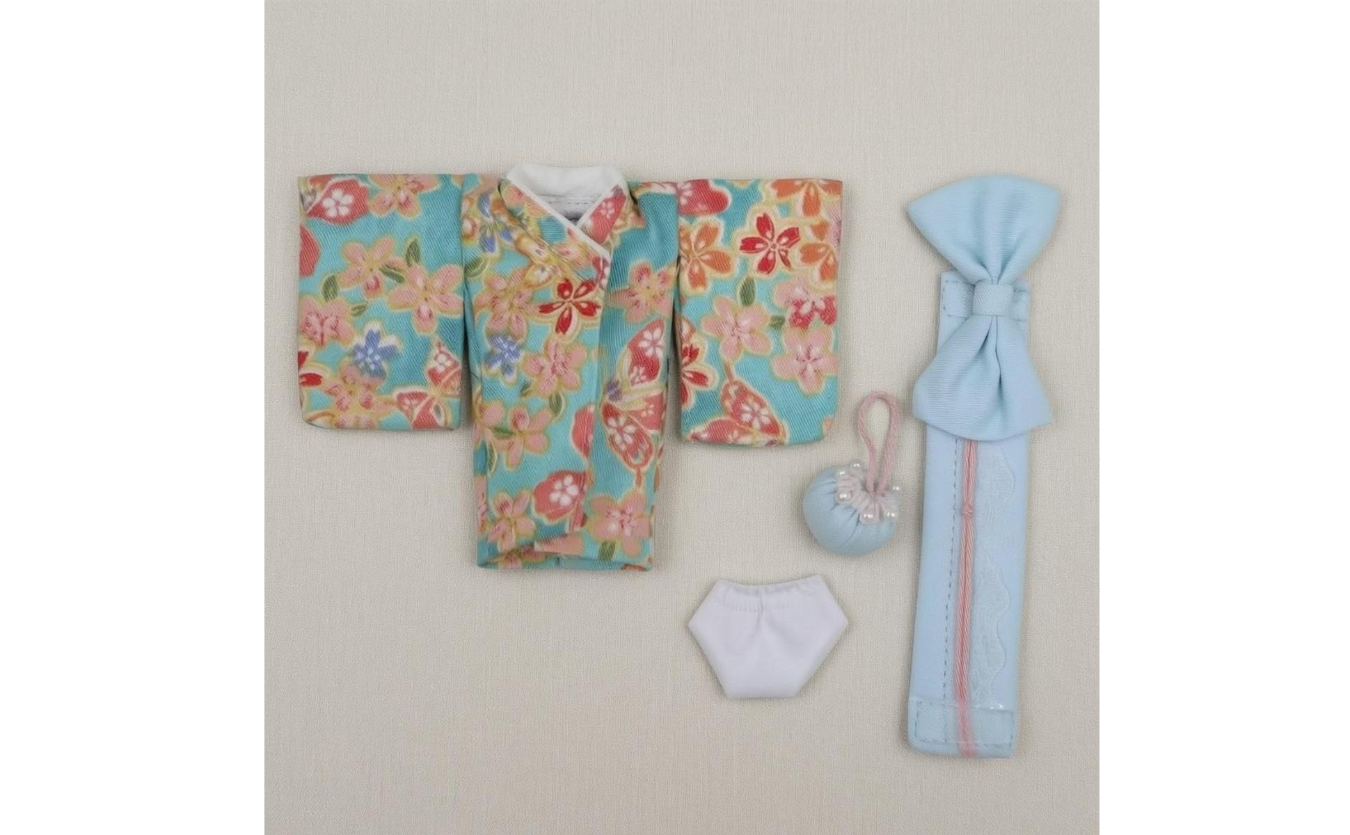 Floral Kimono Ensemble Wide Ribbon Sash Kimono Accessory Set Drawstring Pouch