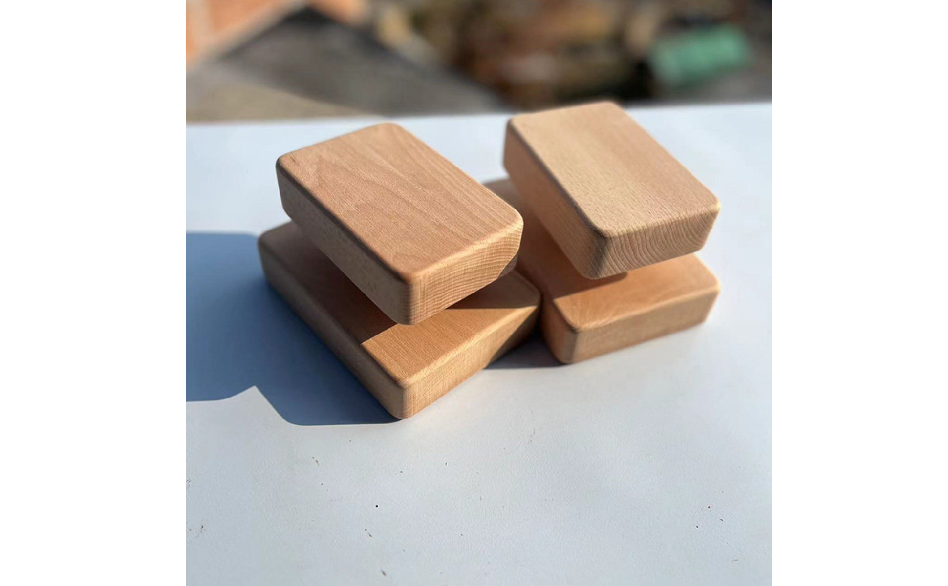 Beech Wood Exercise Blocks Sanded Finish Wooden Exercise Blocks Rounded Corners