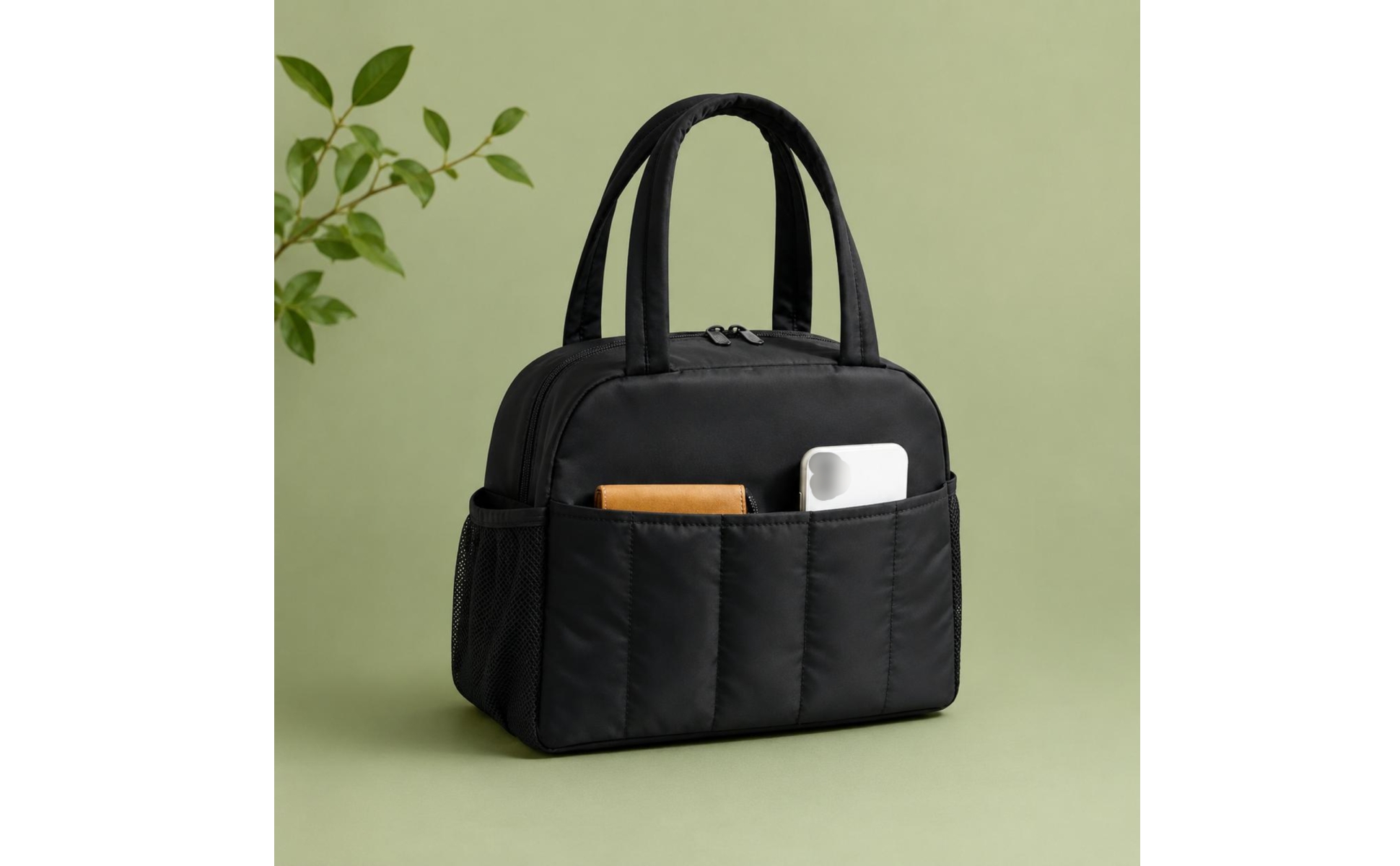 Puffer Lunch Bag Padded Quilted Lunch Bag Matte Finish