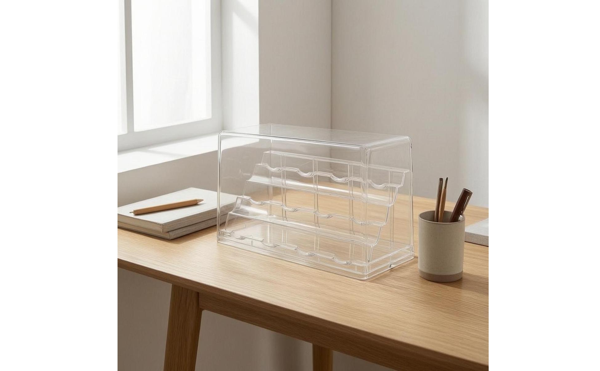 Button Display Box Transparent Button Display Case Dustproof for Collectors