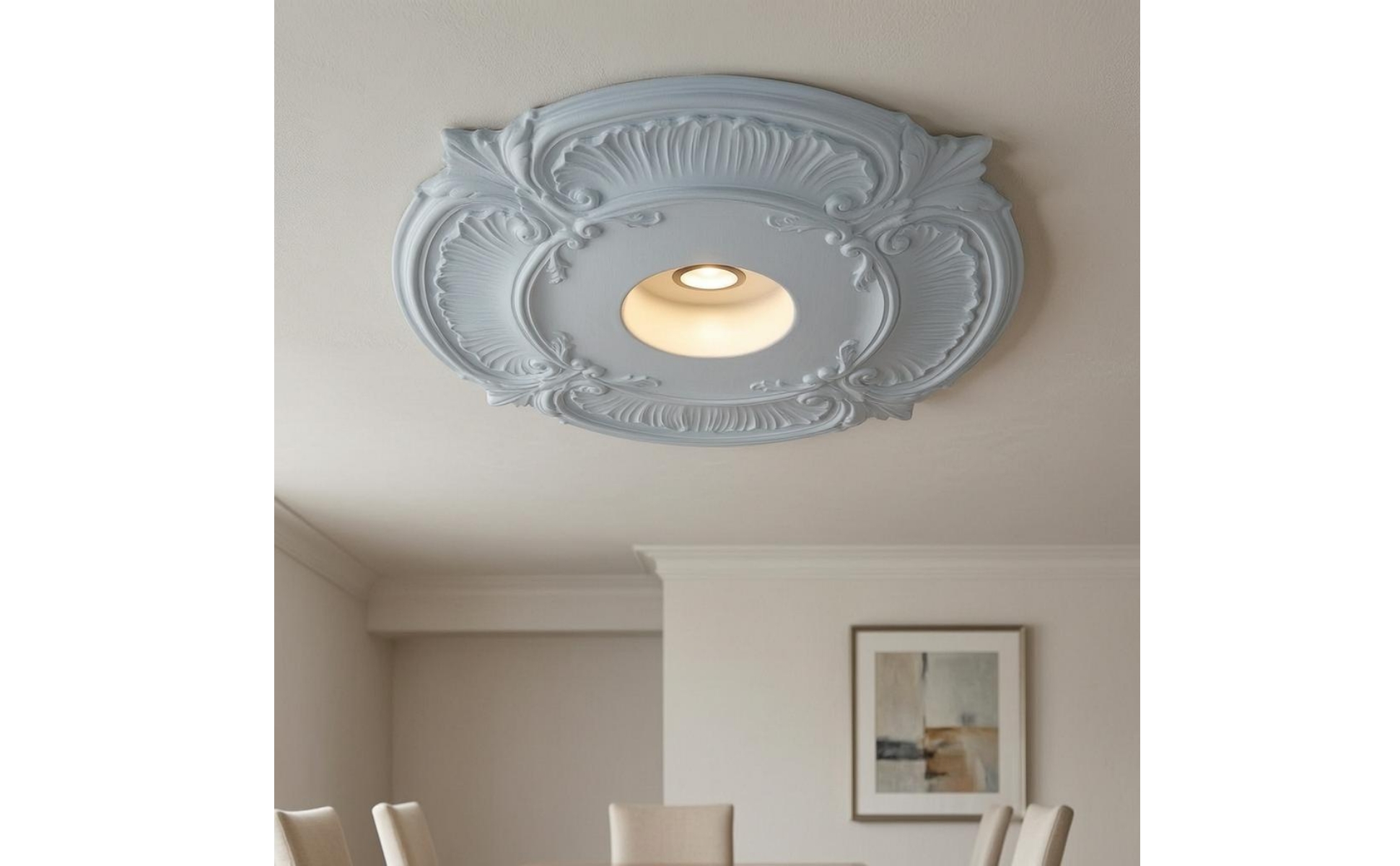 Deckenrosette Plasteroptik Runde Deckenplatte Konzentrische Struktur