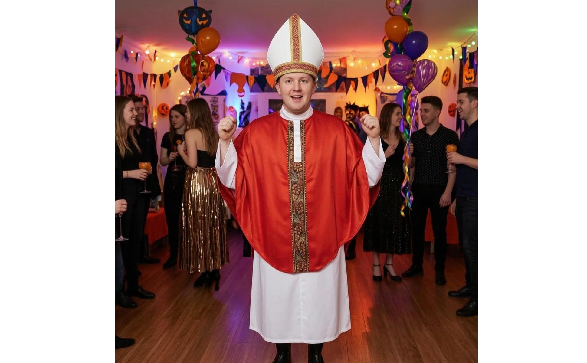Robe and Cape Costume Patterned Trim Clergy Costume Outfit Long Sleeve