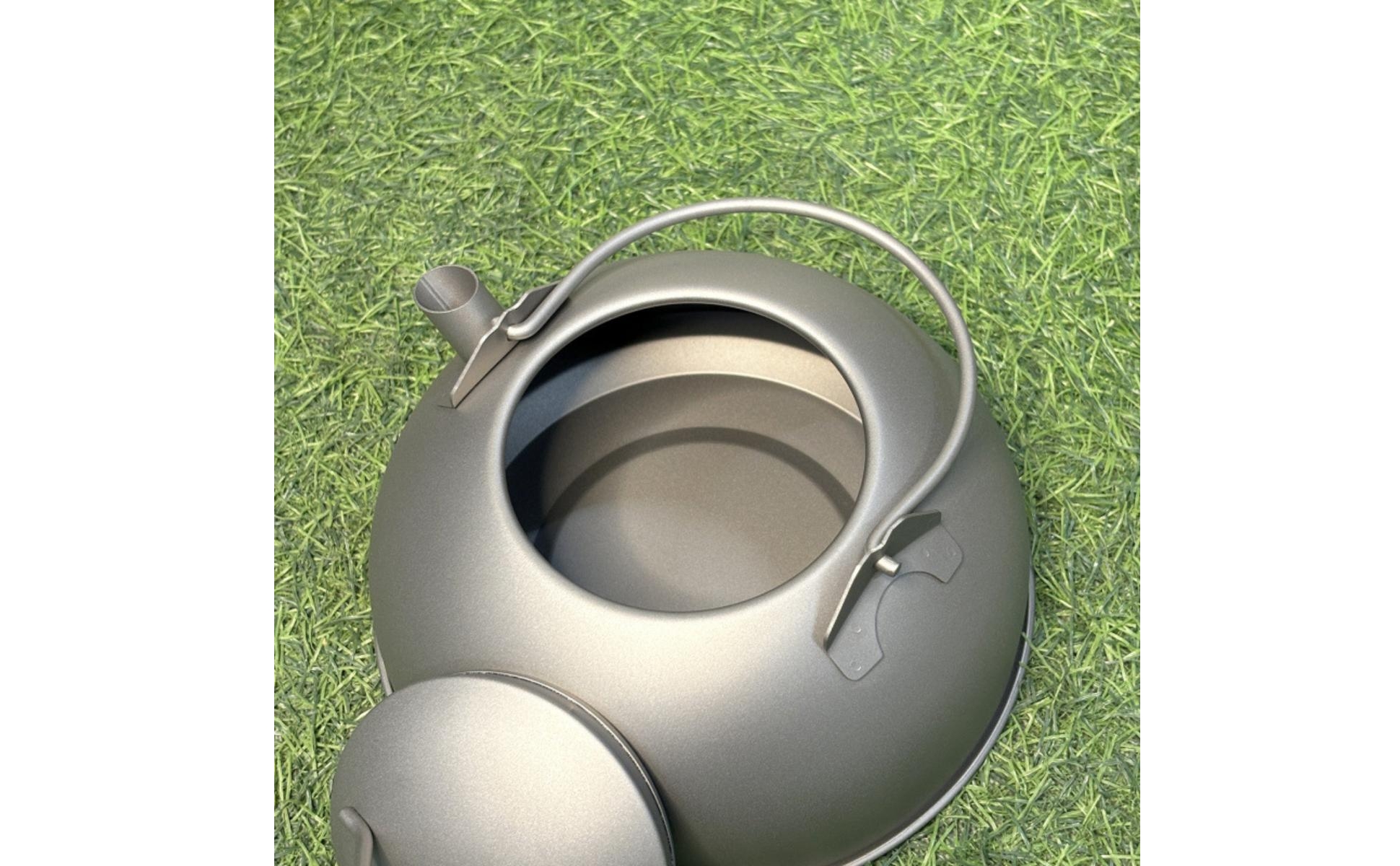Titanium Kettle Matte Silver-Gray Camping Kettle Rounded Metal Body