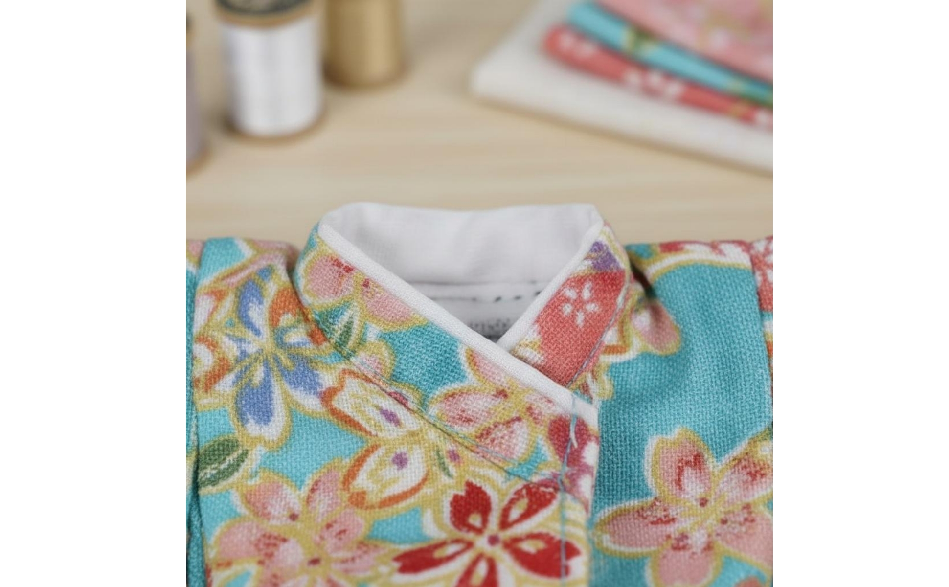 Floral Kimono Ensemble Wide Ribbon Sash Kimono Accessory Set Drawstring Pouch