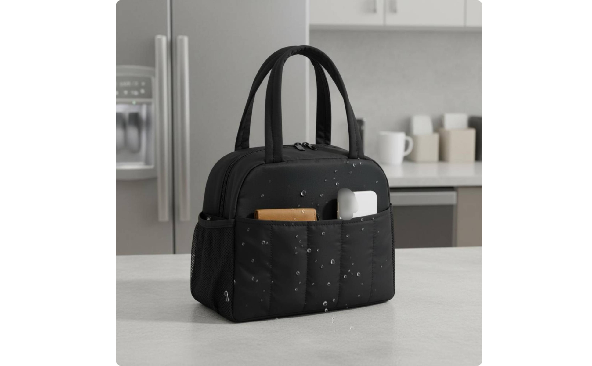 Puffer Lunch Bag Padded Quilted Lunch Bag Matte Finish