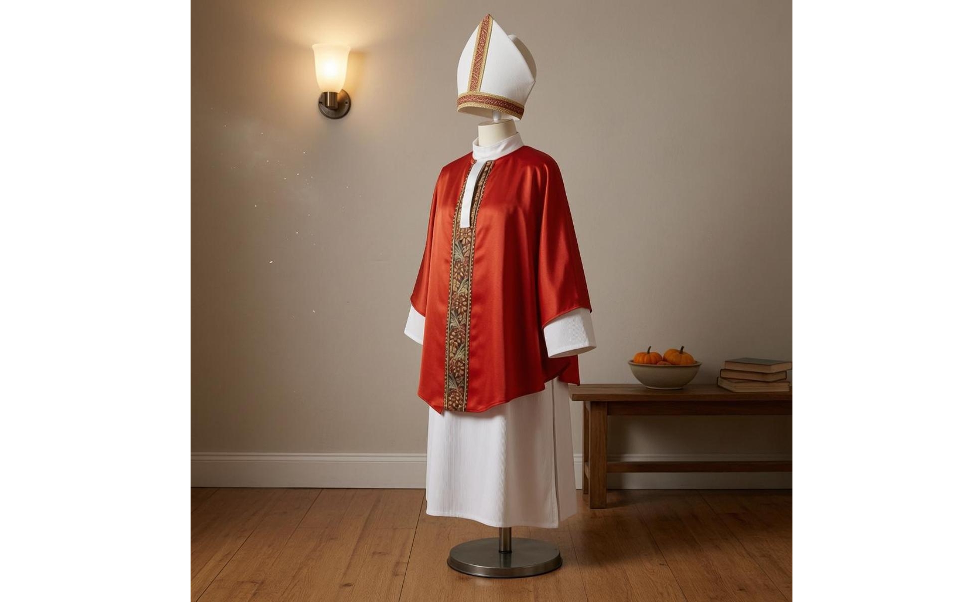 Robe and Cape Costume Patterned Trim Clergy Costume Outfit Long Sleeve