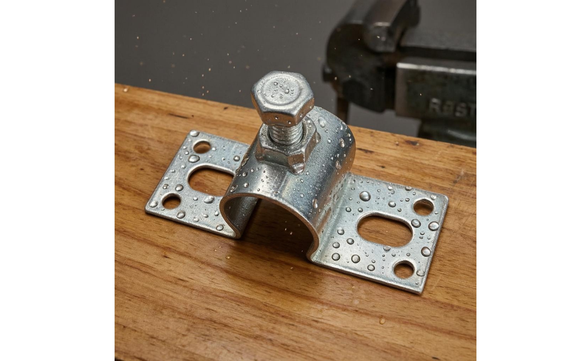U-Shaped Clip Bracket Threaded Fastener Bolt-Tightened Clamp Metal-Like Finish