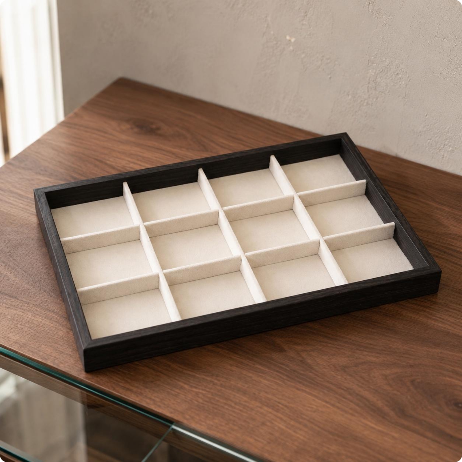 Jewelry Display Tray Dark Brown Cloth-Lined-Lined Jewelry Tray Easy to Clean