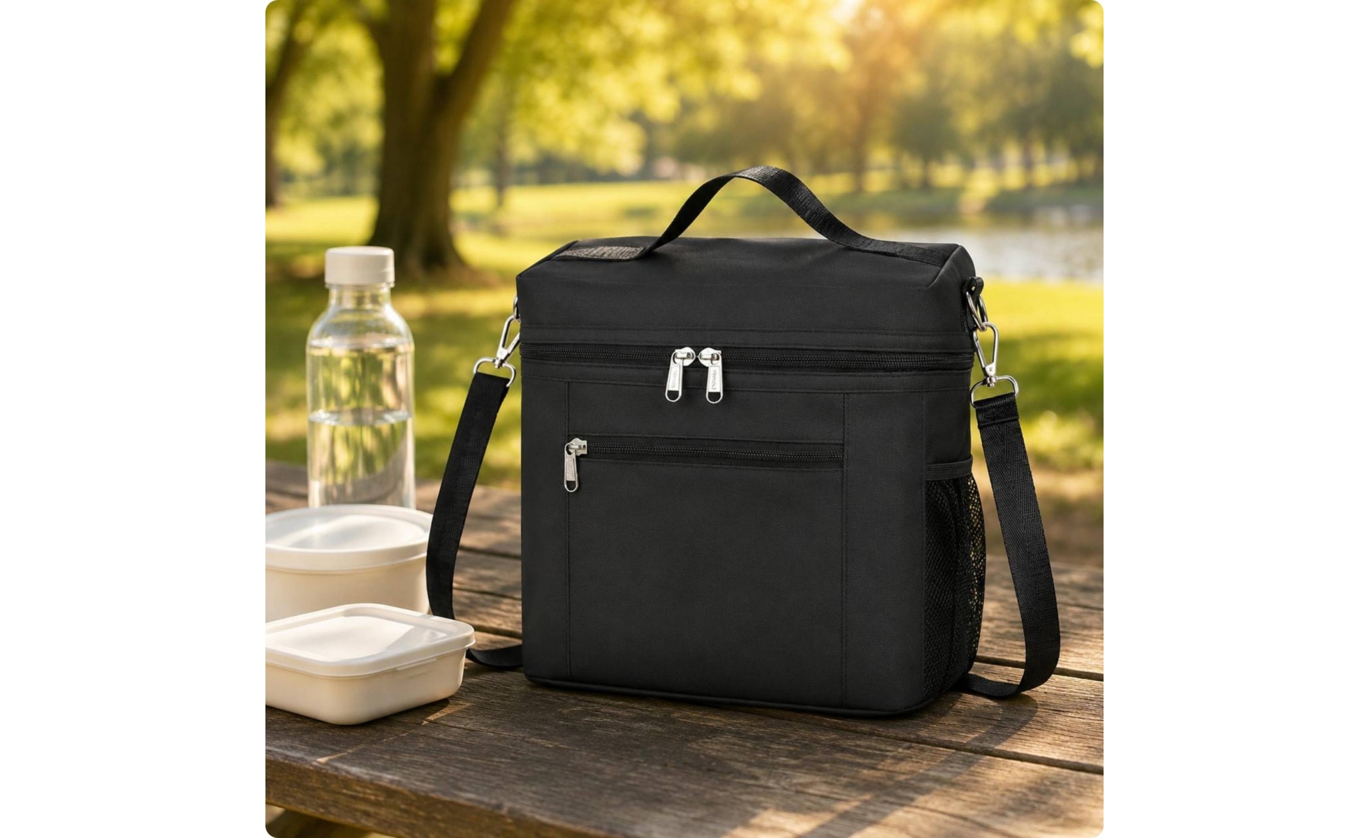 Nylon Meal Carrier Front Zip Pocket Soft-Sided Meal Carrier Multiple Pockets