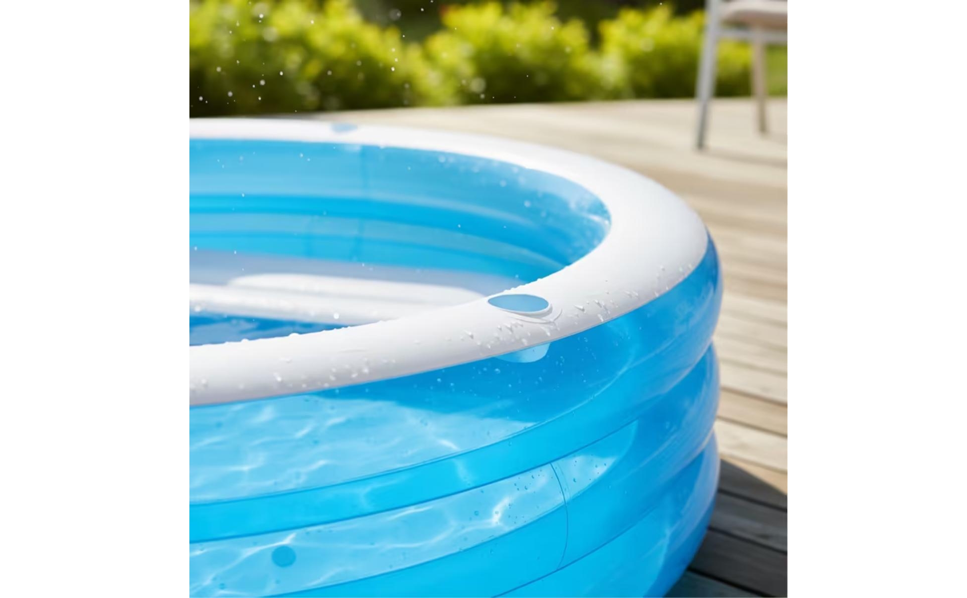 Inflatable Pool with Backrest Drain Valve Round Pool with Seats 2 Air Chambers