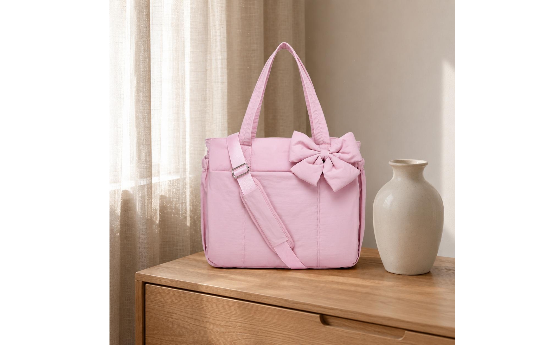 Ribbon Tote Bag Soft Padded Tote Bag Matte