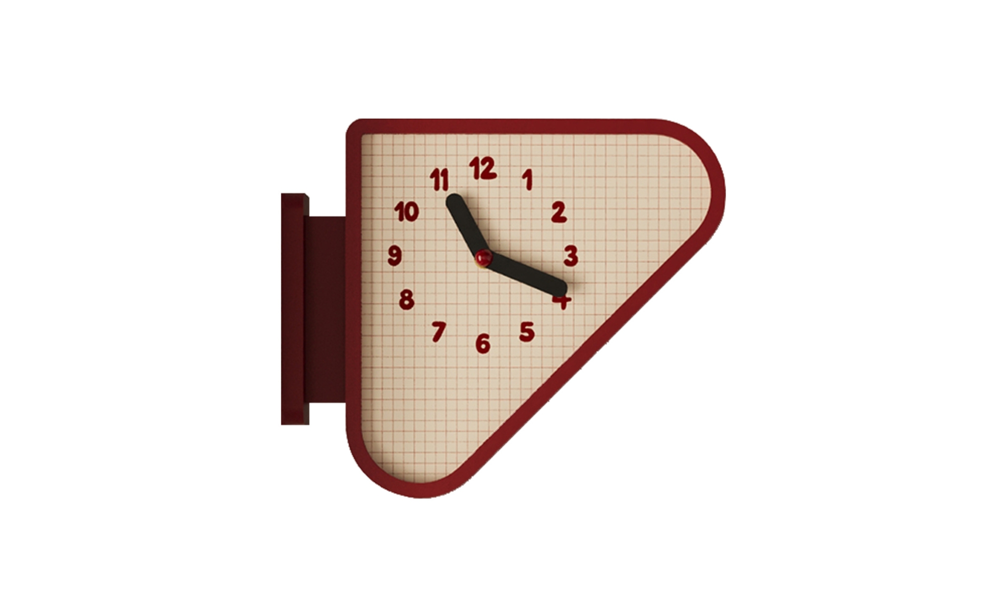 Triangular Wall Clock Grid-Pattern Dial Corner Clock Side-Mounted
