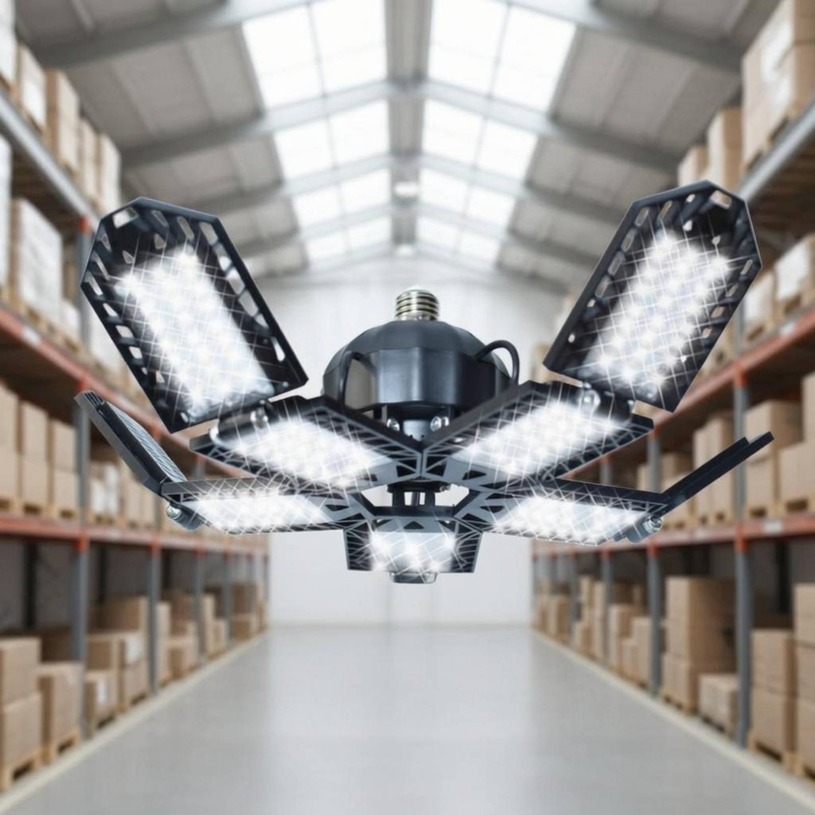 Foldable LED Garage Light Wide-Area Industrial Hanging Light Clear Lens - Produktbild 2