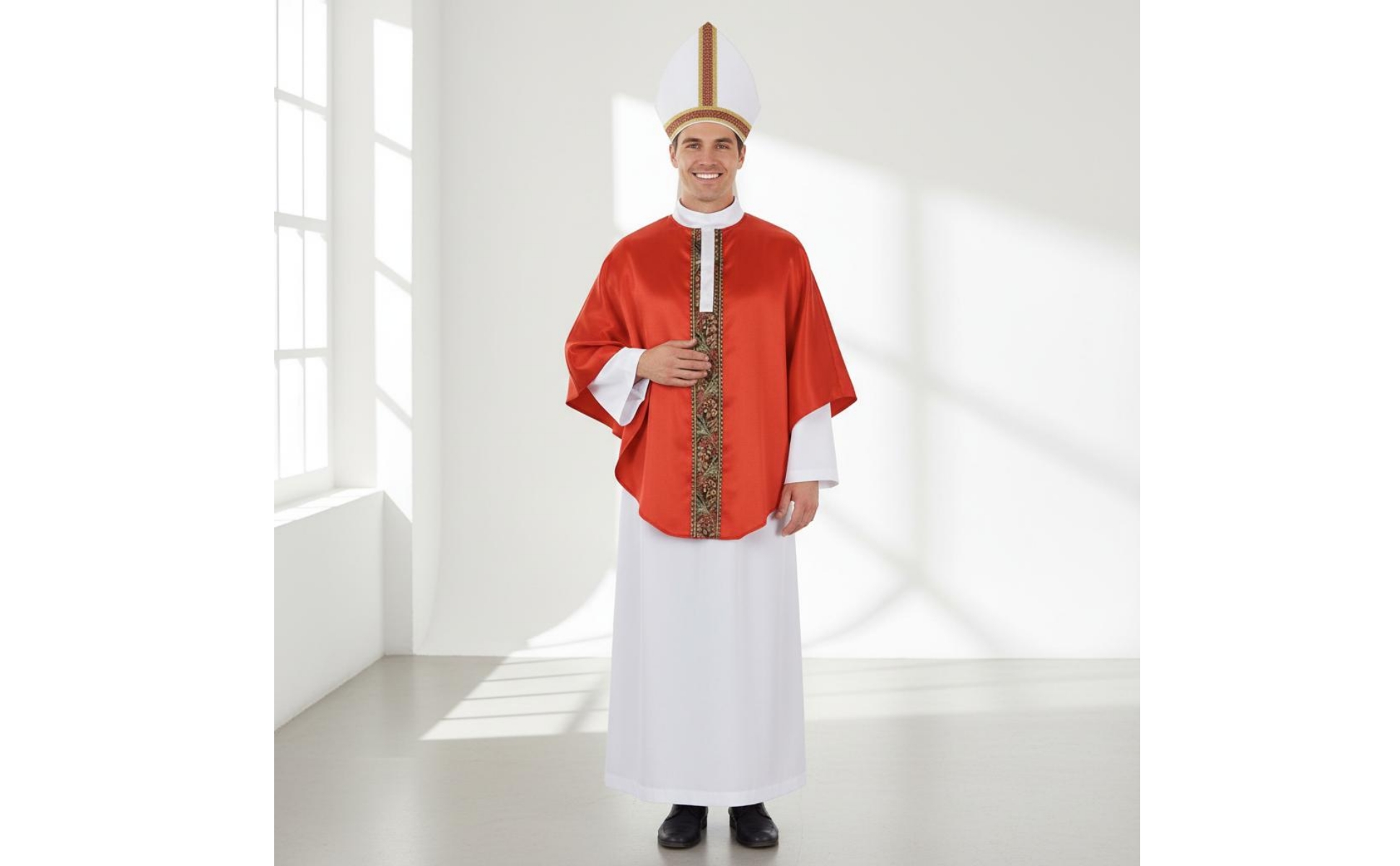 Robe and Cape Costume Patterned Trim Clergy Costume Outfit Long Sleeve