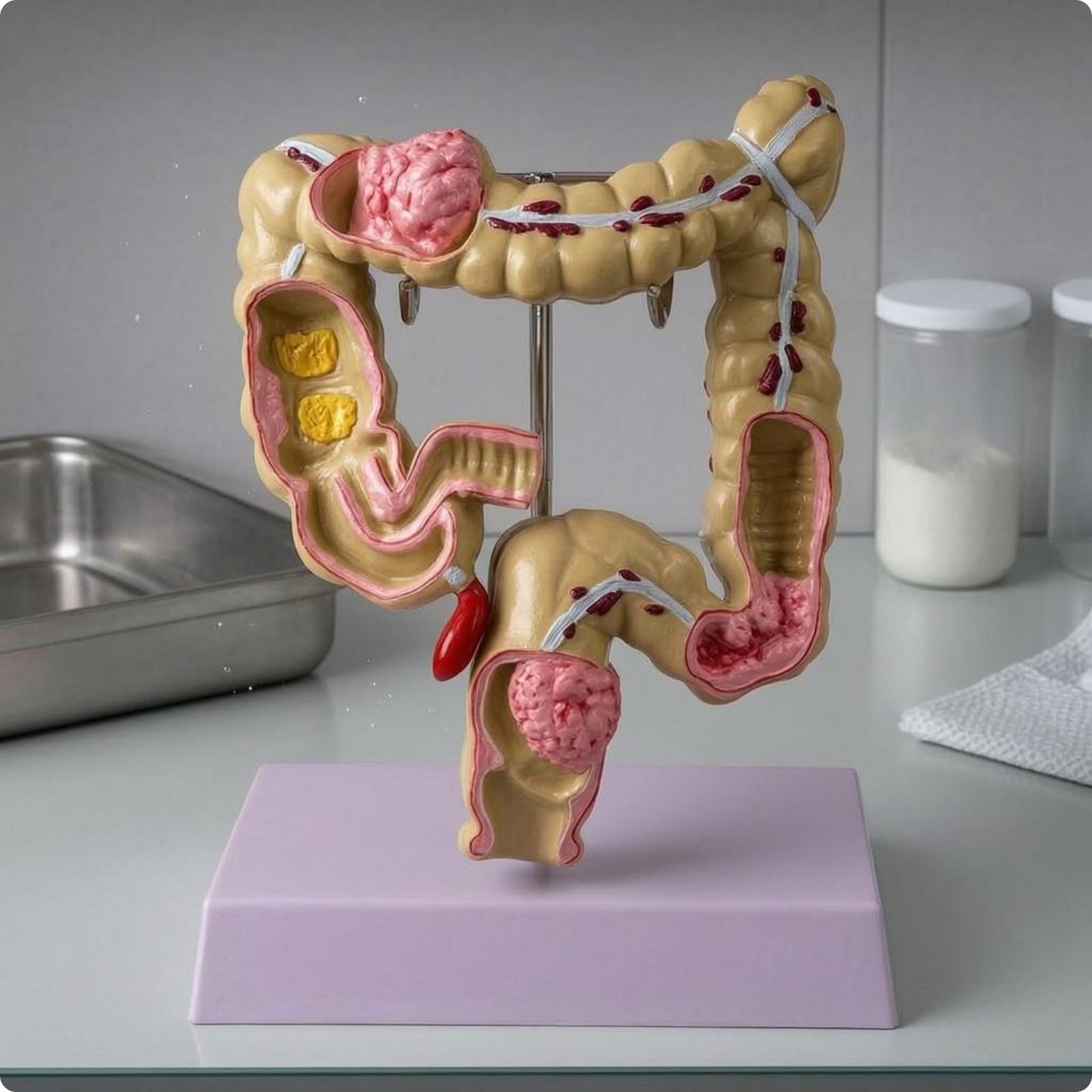Intestinal Pathology Model Molded Plastic Classroom Aid Support Rod for