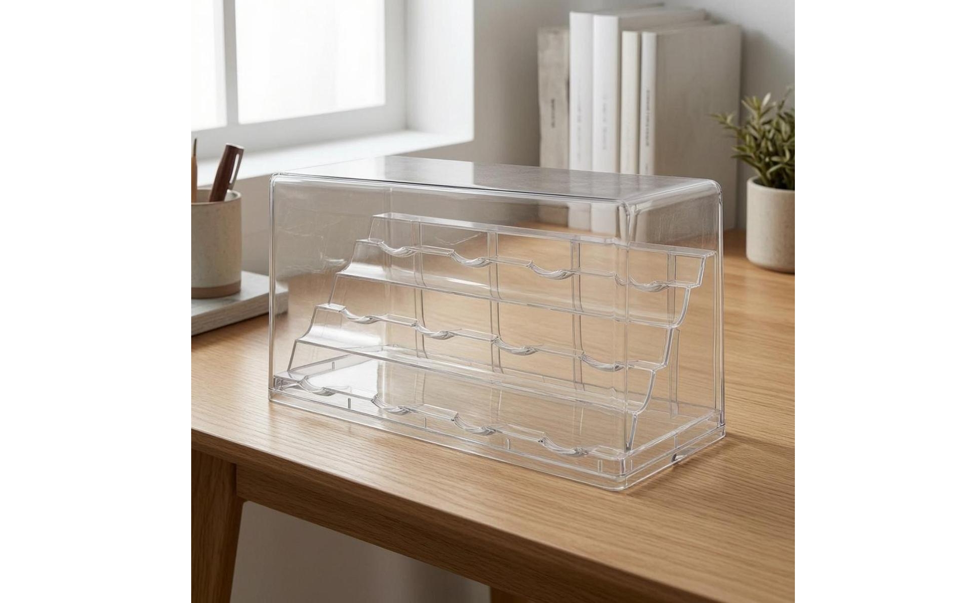 Button Display Box Transparent Button Display Case Dustproof for Collectors