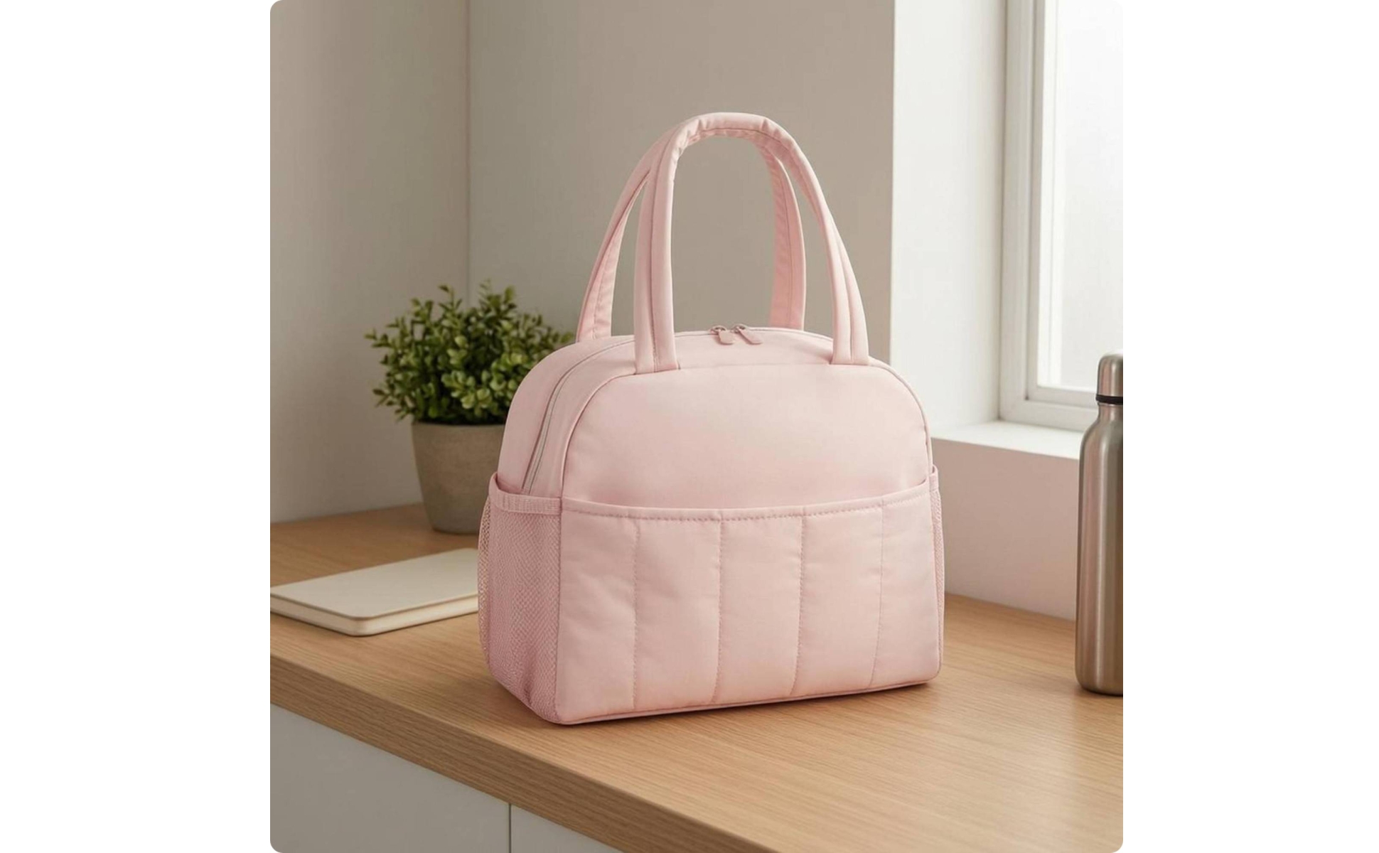 Puffer Lunch Bag Padded Quilted Lunch Bag Matte Finish