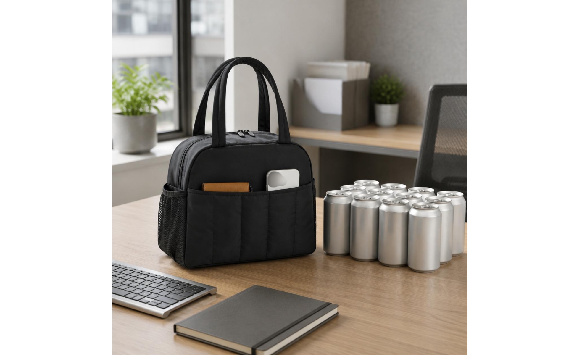 Puffer Lunch Bag Padded Quilted Lunch Bag Matte Finish