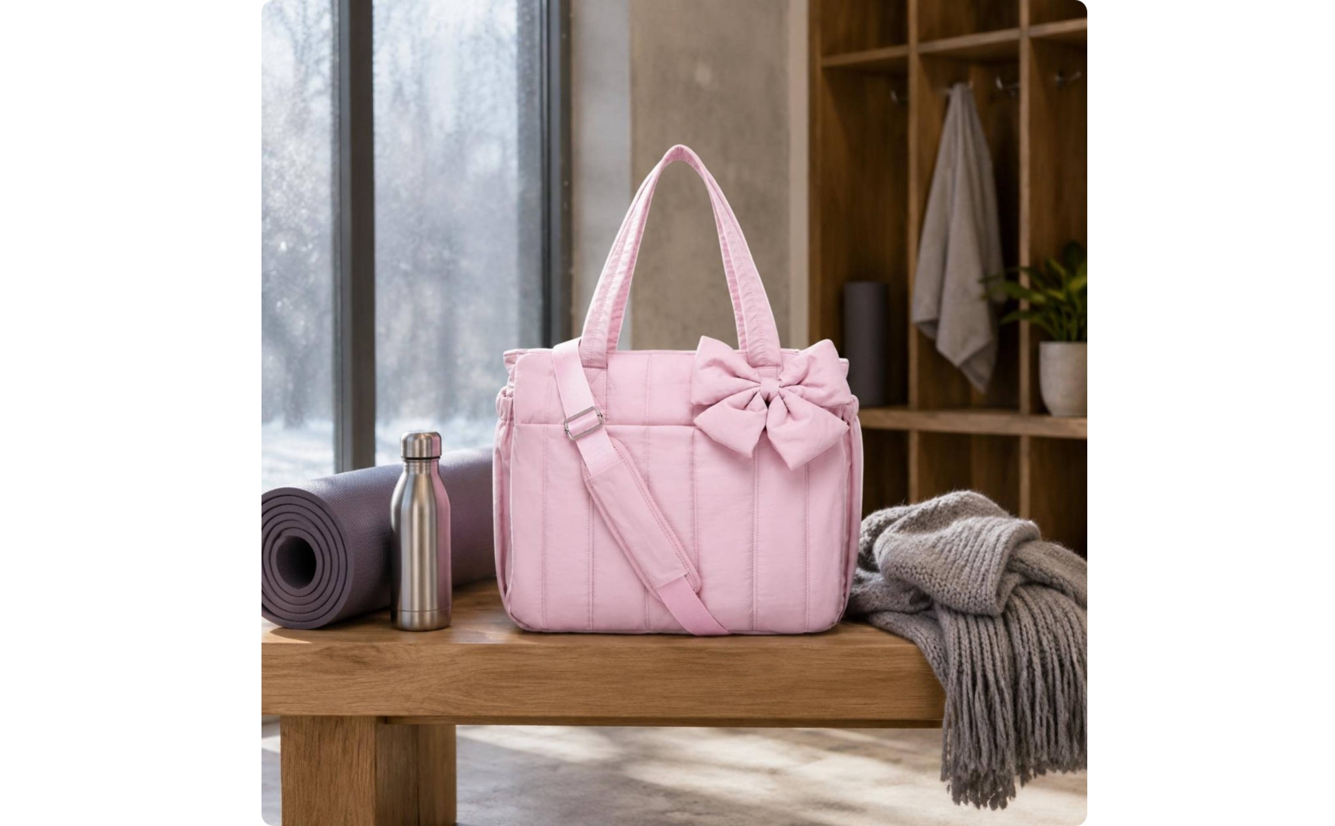 Ribbon Tote Bag Soft Padded Tote Bag Matte