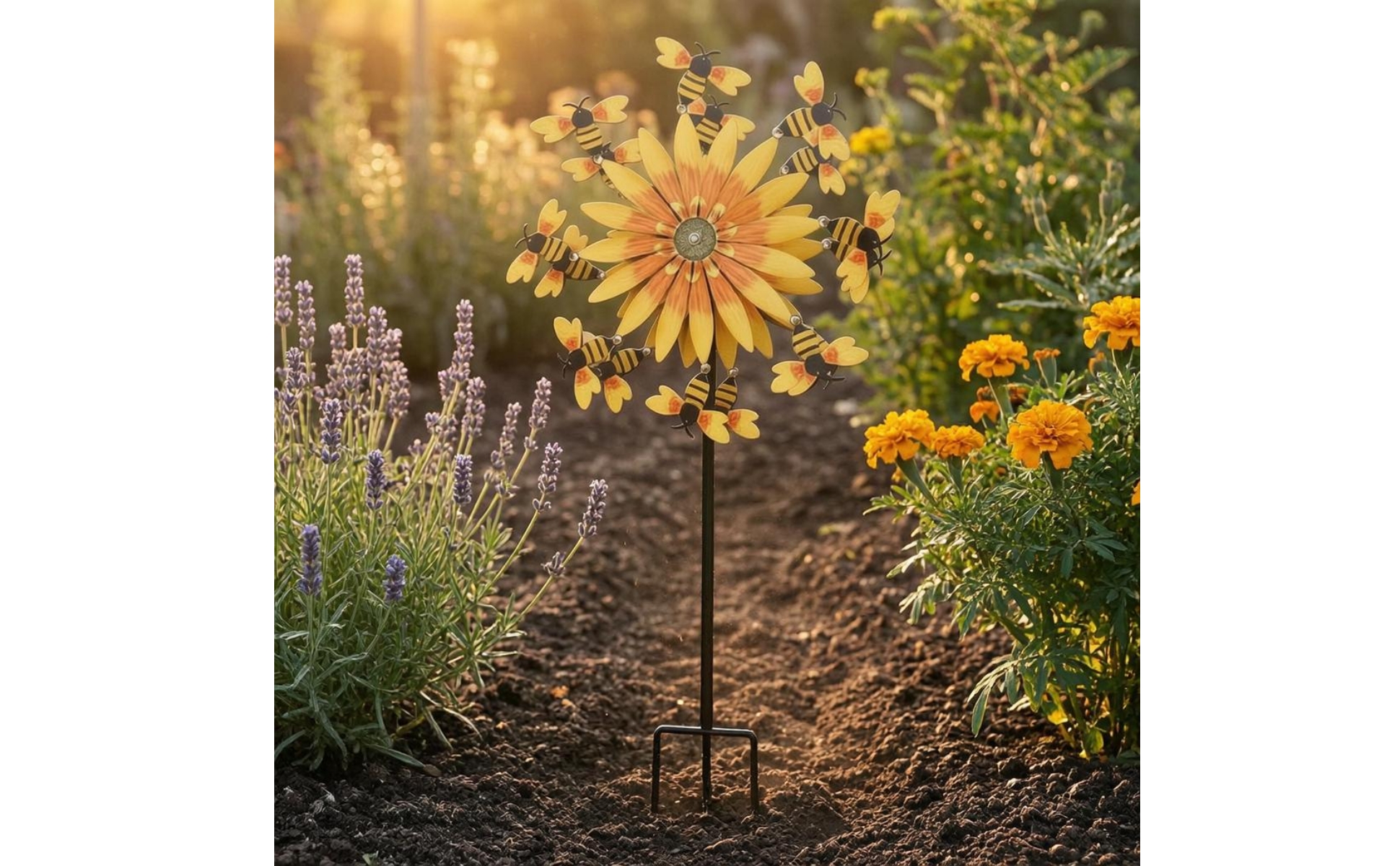 Floral Bee Wind Iron Floral Wind Ground Stake