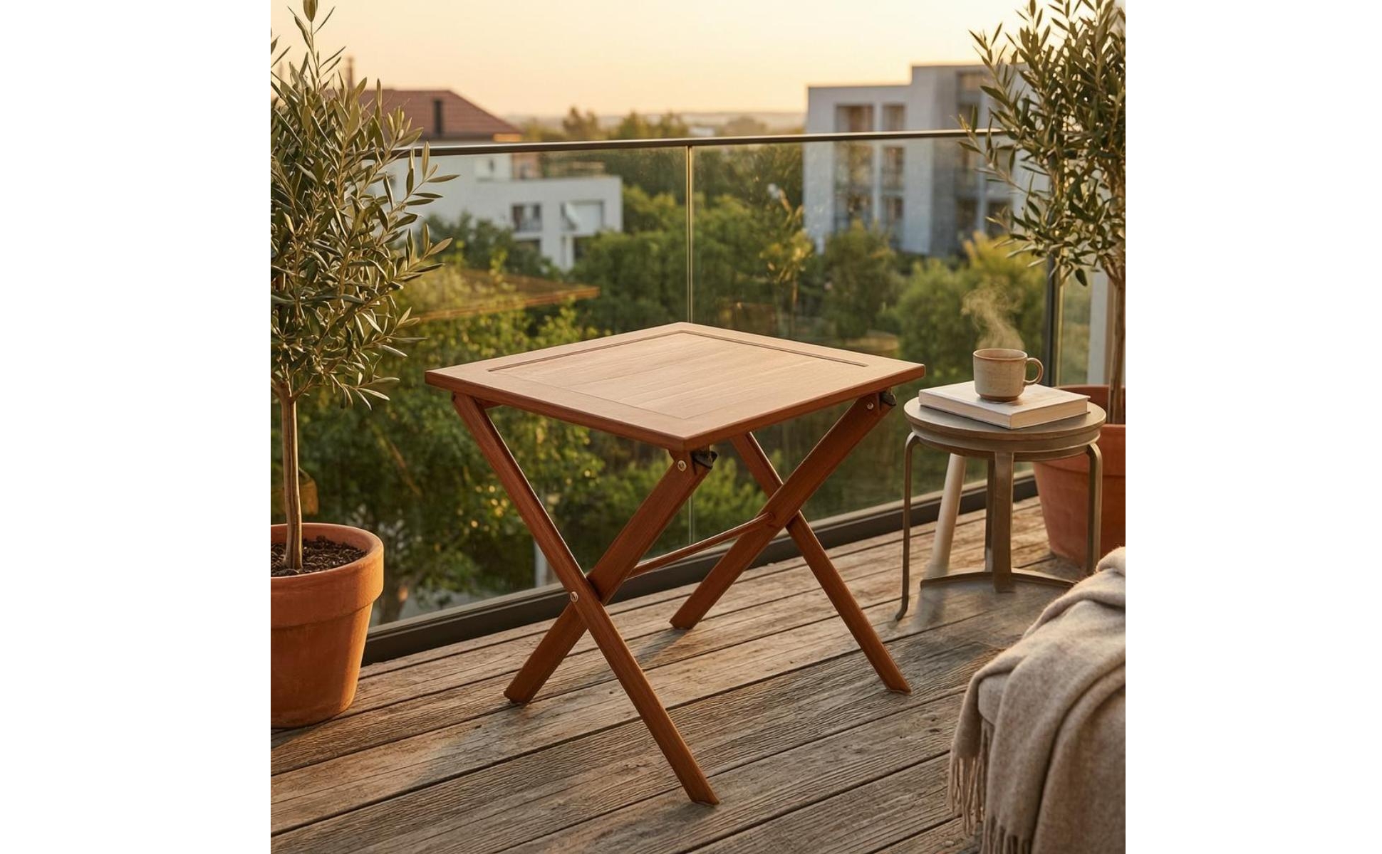 Table de Jardin Pliante Pieds Croisés Table Pliante Carrée Compacte