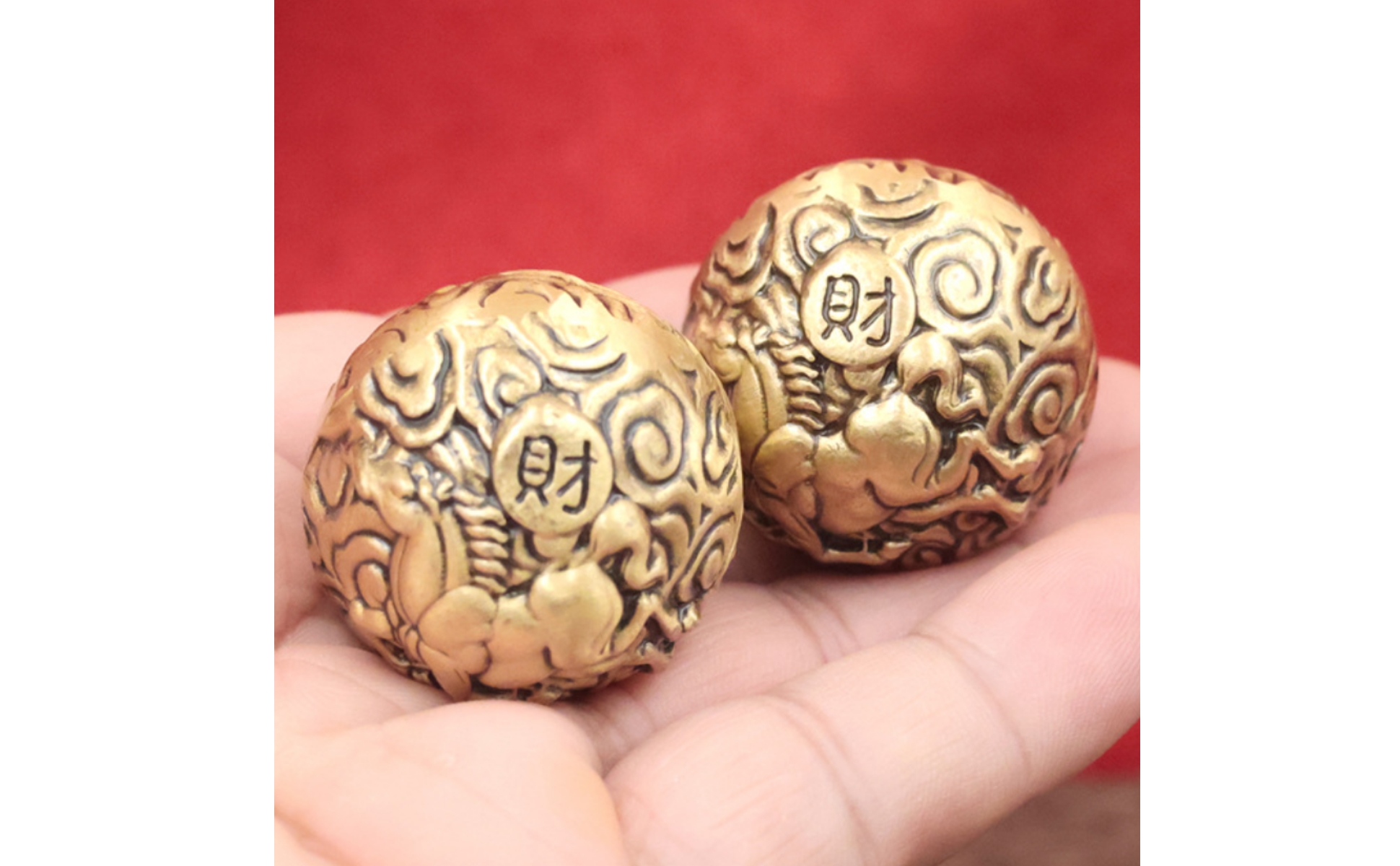 Horse Motif Decoration Auspicious Brass Sphere Decoration Carved Relief