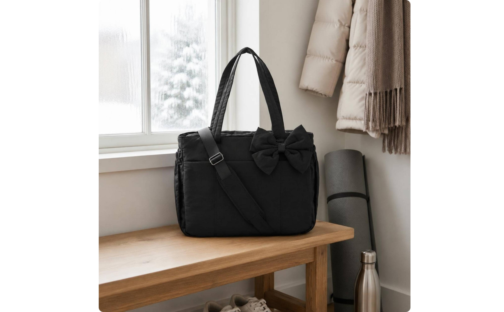 Ribbon Tote Bag Soft Padded Tote Bag Matte