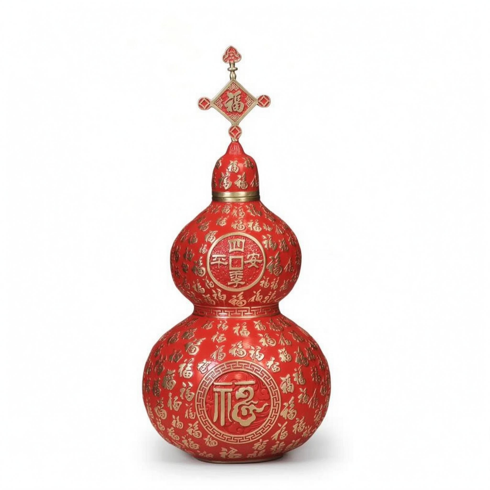 Hollow Carved Gourd Decoration Red Home Decoration Removable-Removable Lid