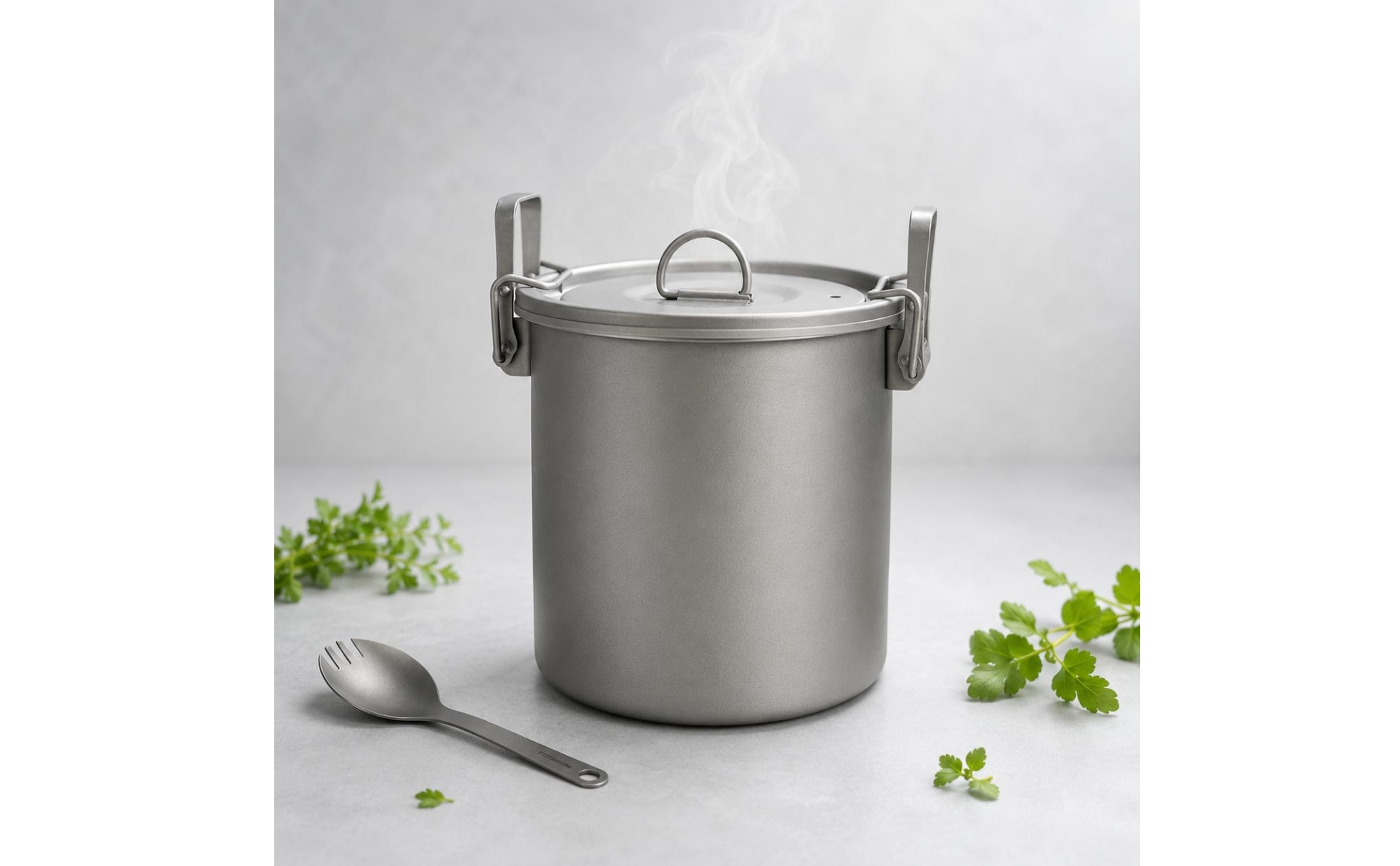 Titanium Rice Steamer Fitted Lid Multipurpose Steamer Pot Side Handles