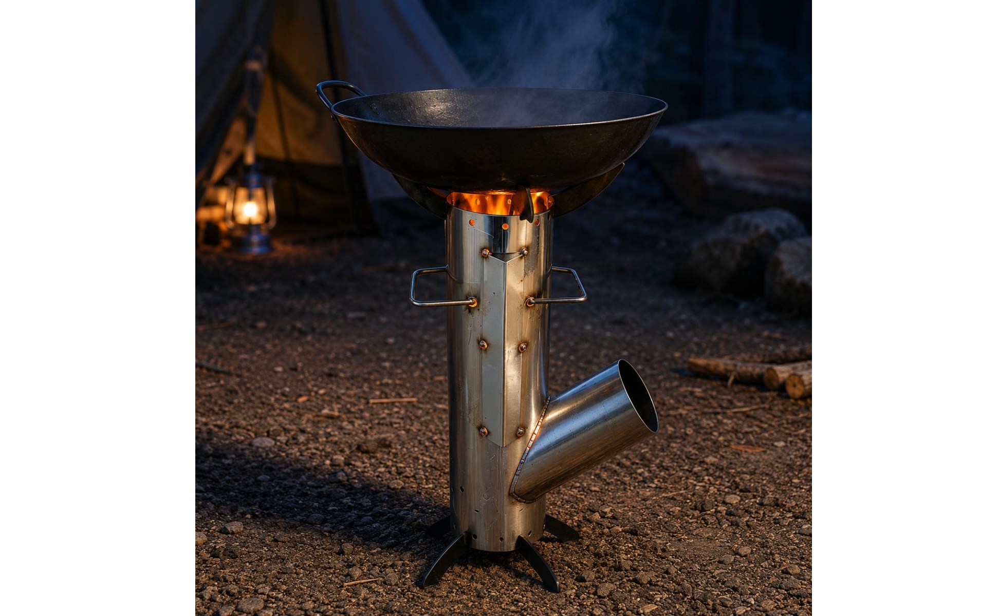 Portable Folding Cylindrical Cooker Side Fuel Feed Folding Leg Cylindrical