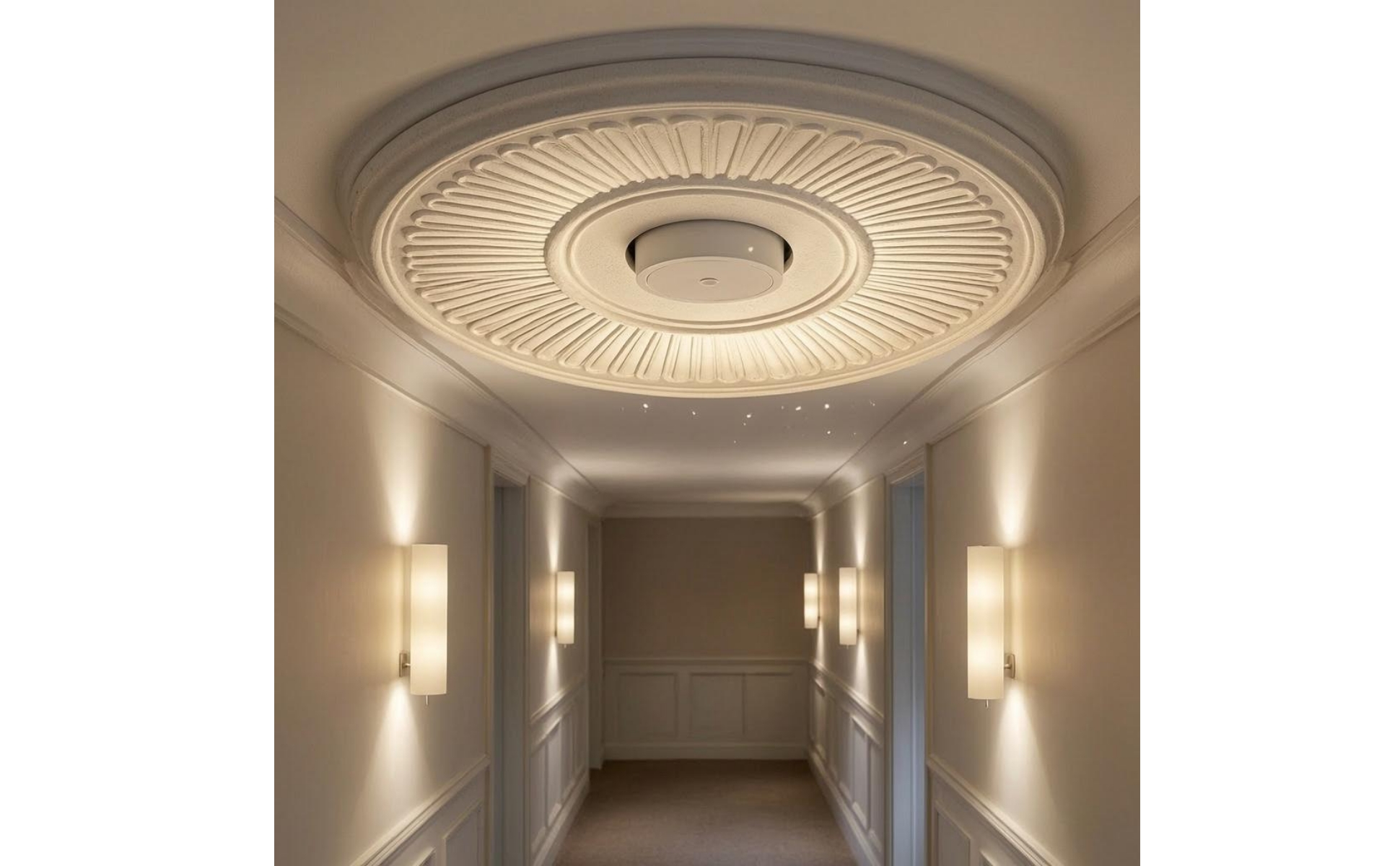 Rosace de Plafond Motif Floral Gaufré Médaillon de Plafond Blanc Peignable