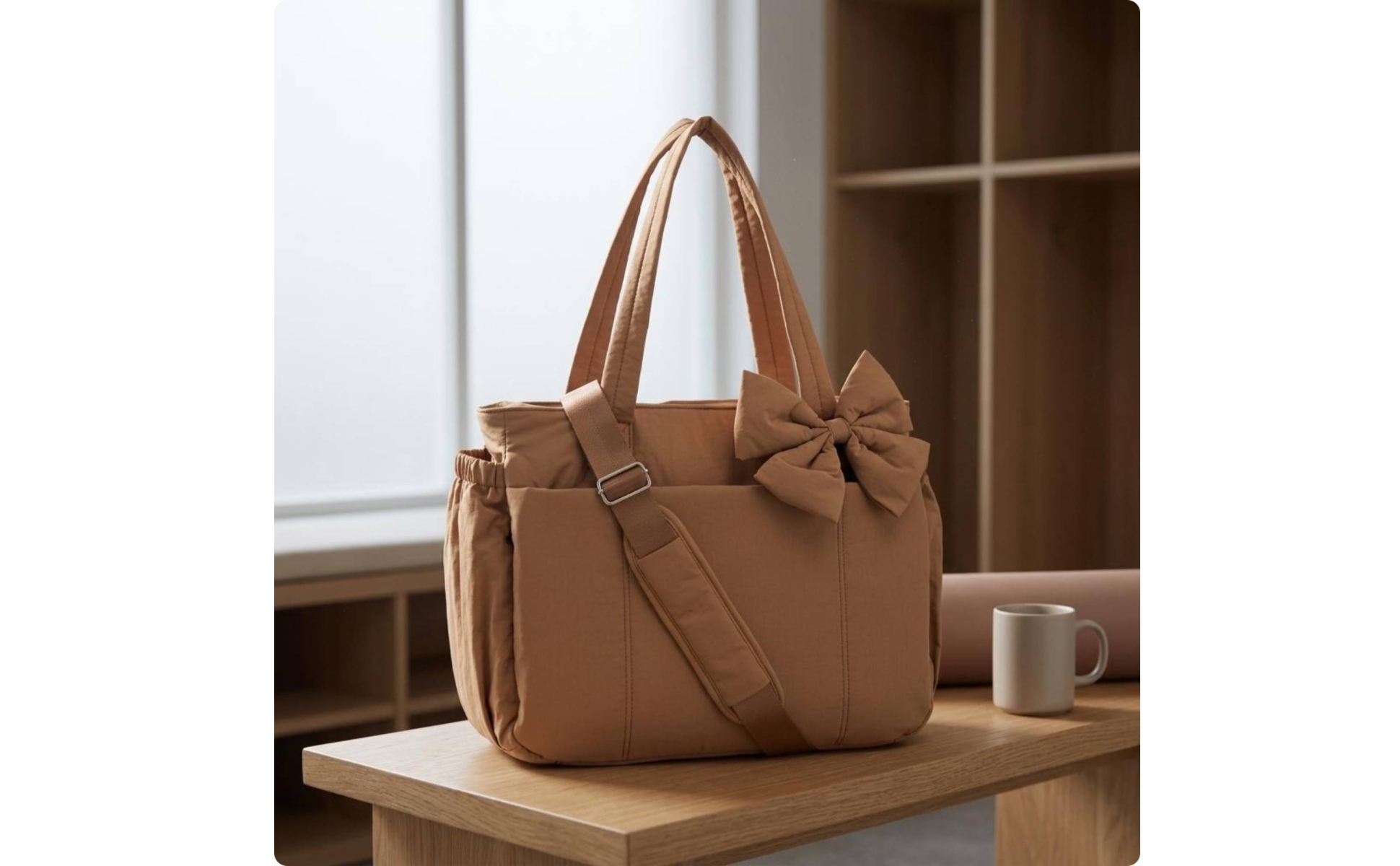 Ribbon Tote Bag Soft Padded Tote Bag Matte