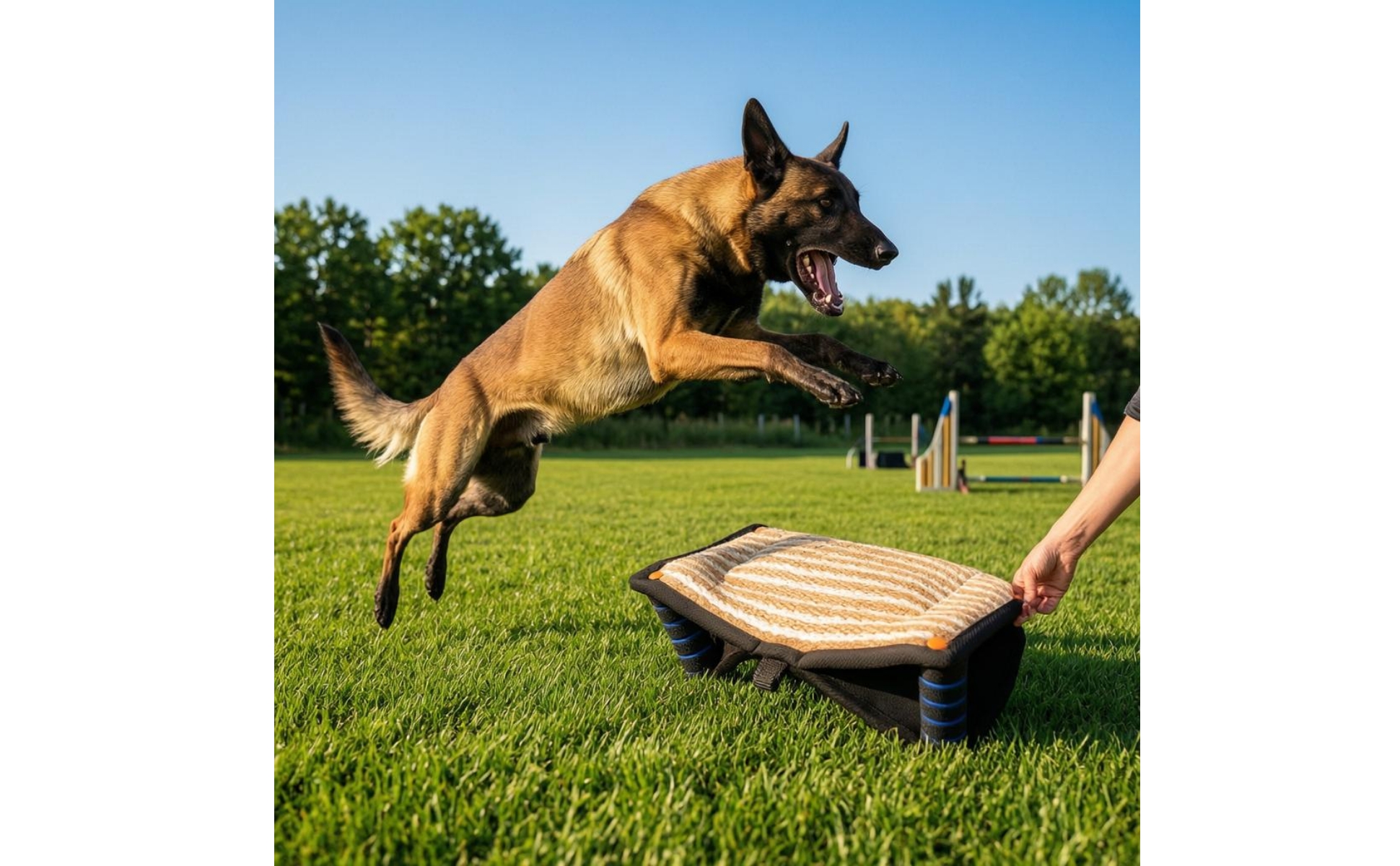 Dog Training Grip Pillow Reinforced Dog Grip Tug Toy Striped