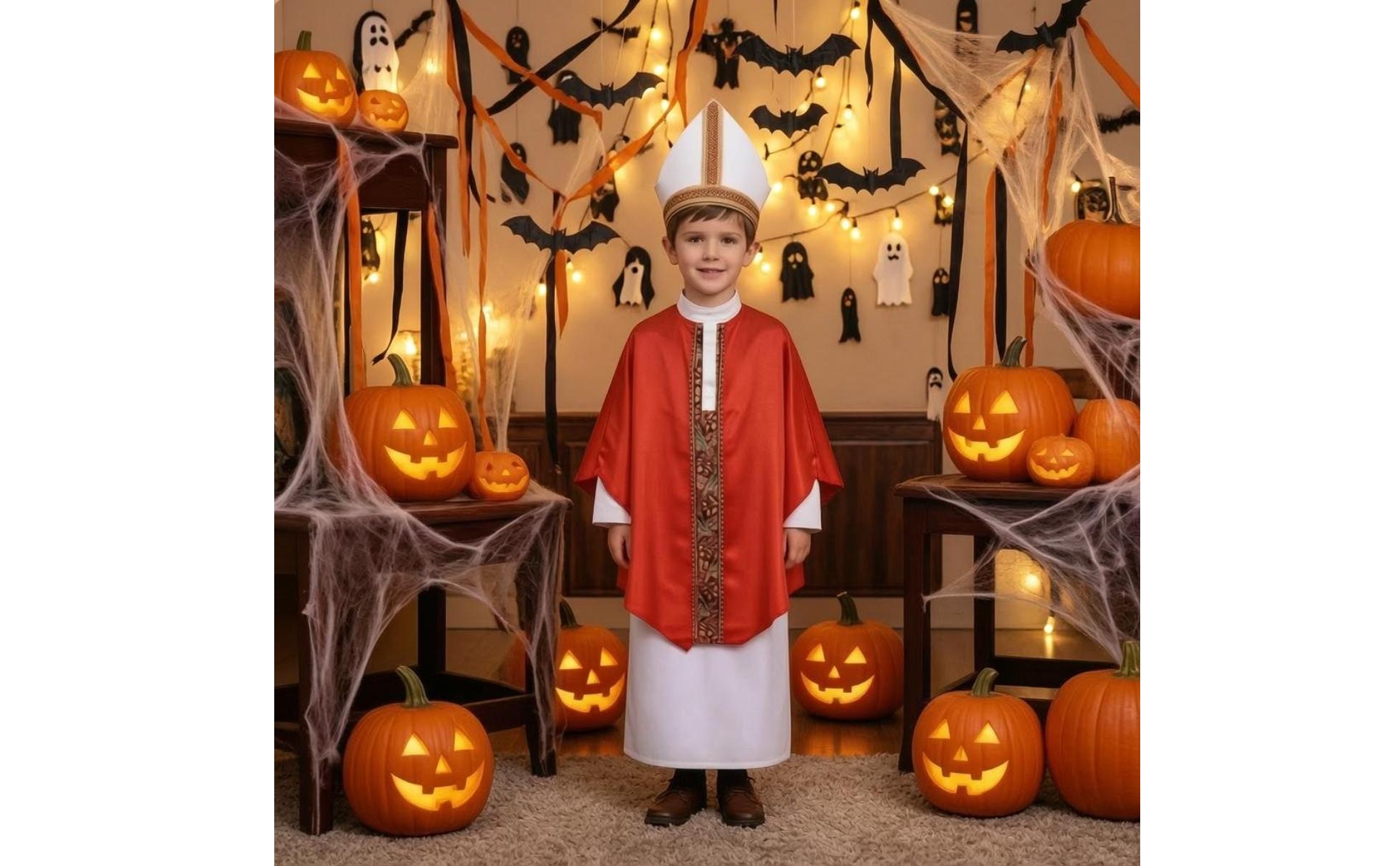 Robe and Cape Costume Patterned Trim Clergy Costume Outfit Long Sleeve