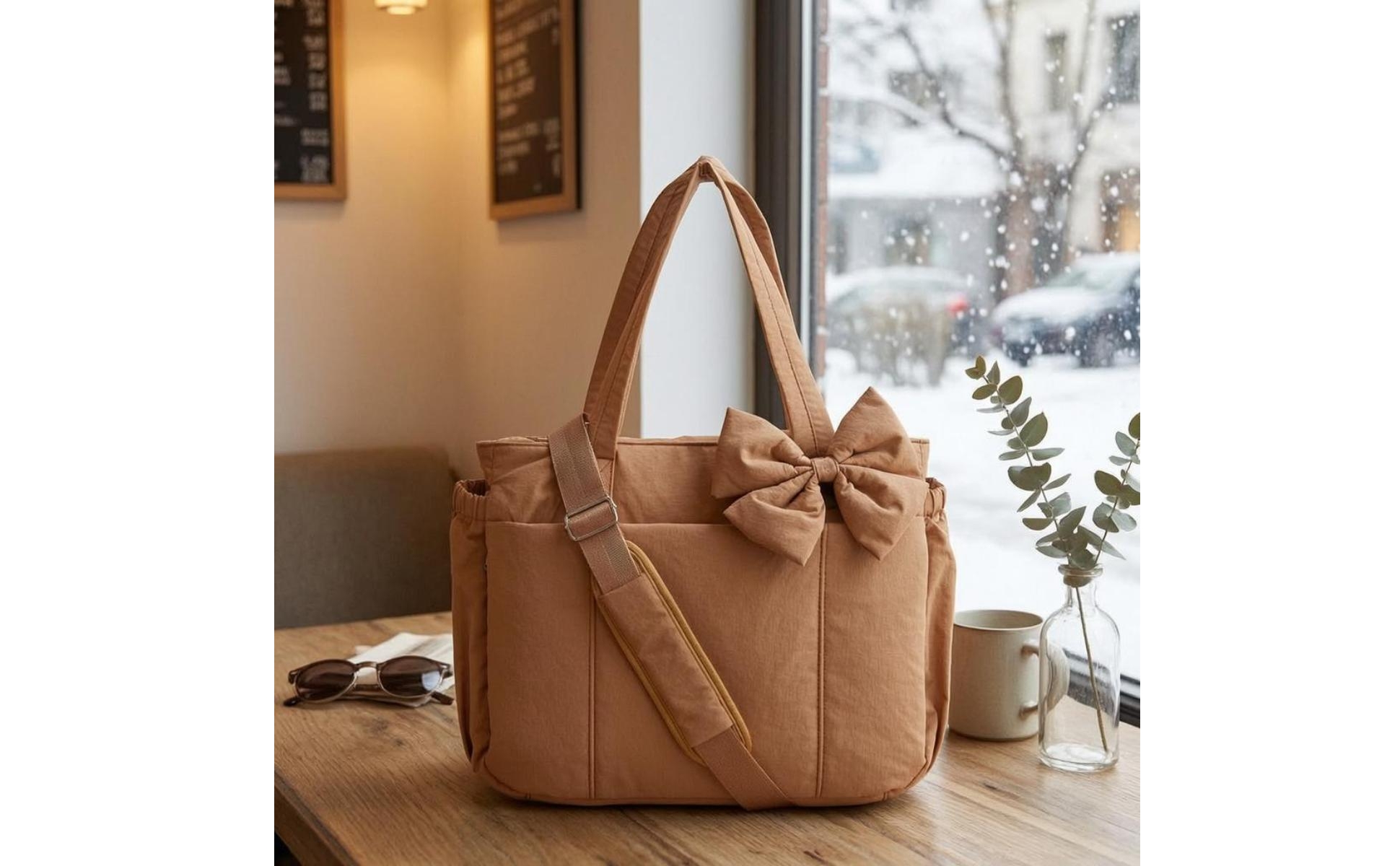 Ribbon Tote Bag Soft Padded Tote Bag Matte