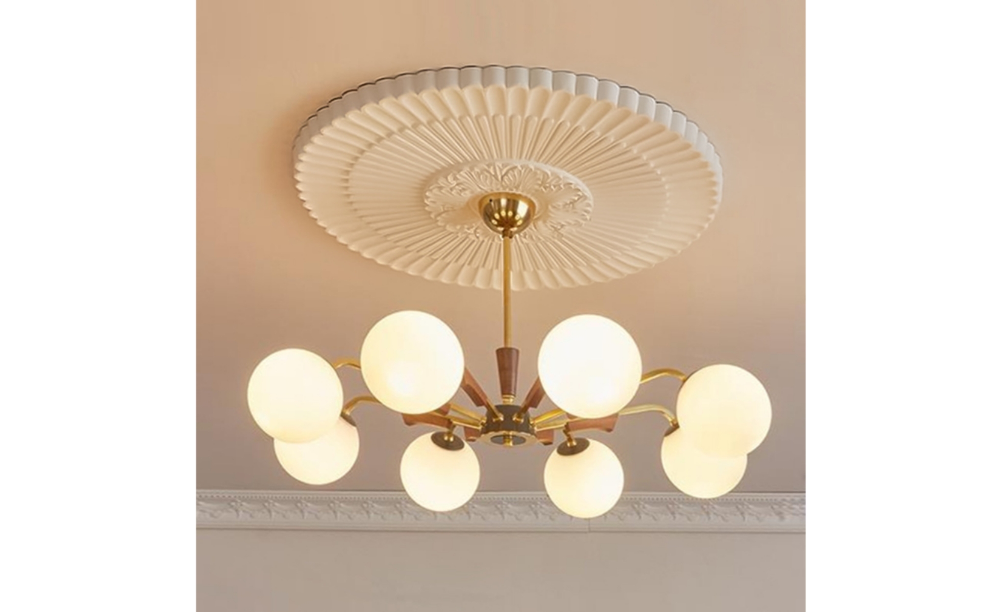 Rosace de Plafond Motif Floral Gaufré Médaillon de Plafond Blanc Peignable