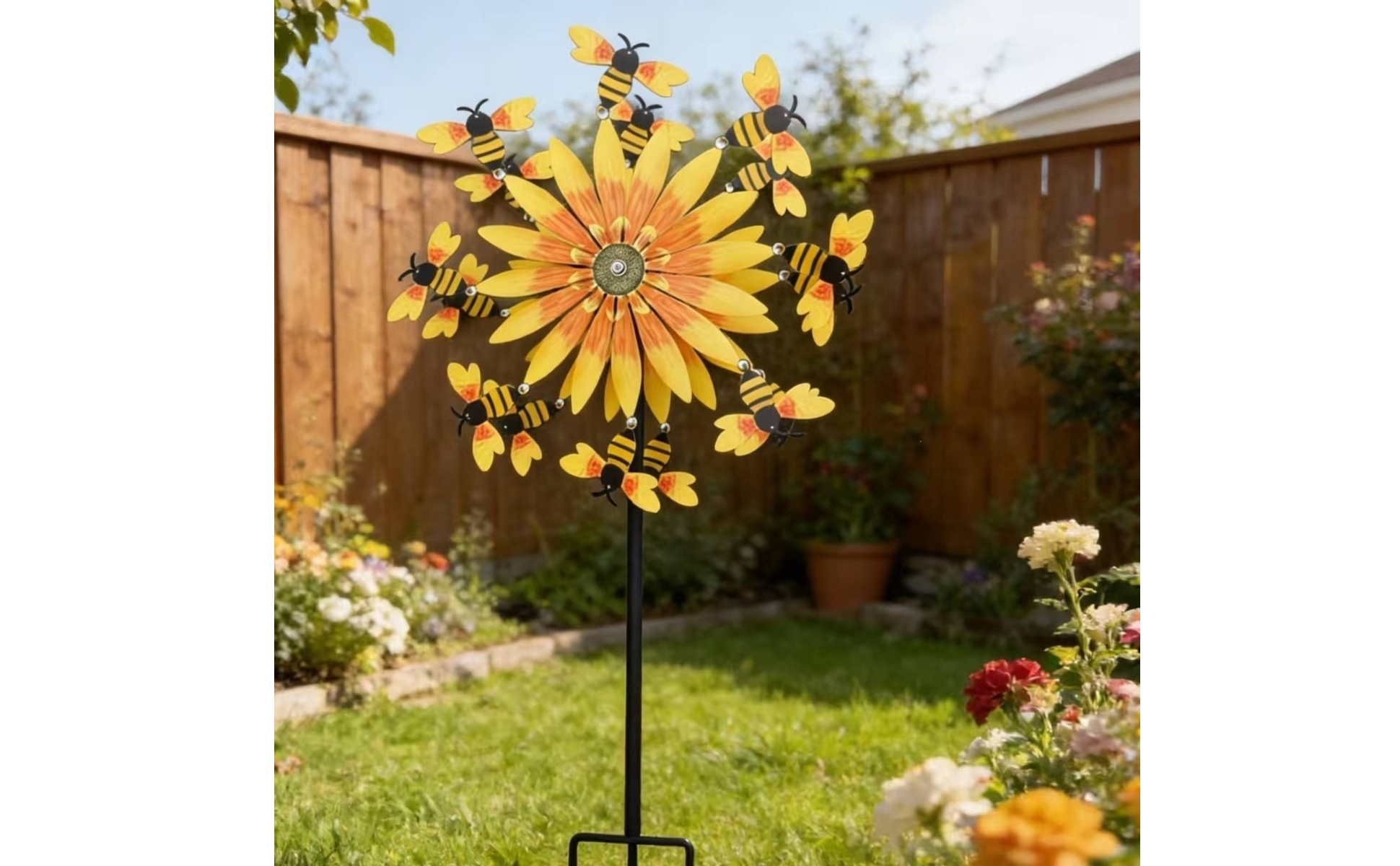 Floral Bee Wind Iron Floral Wind Ground Stake