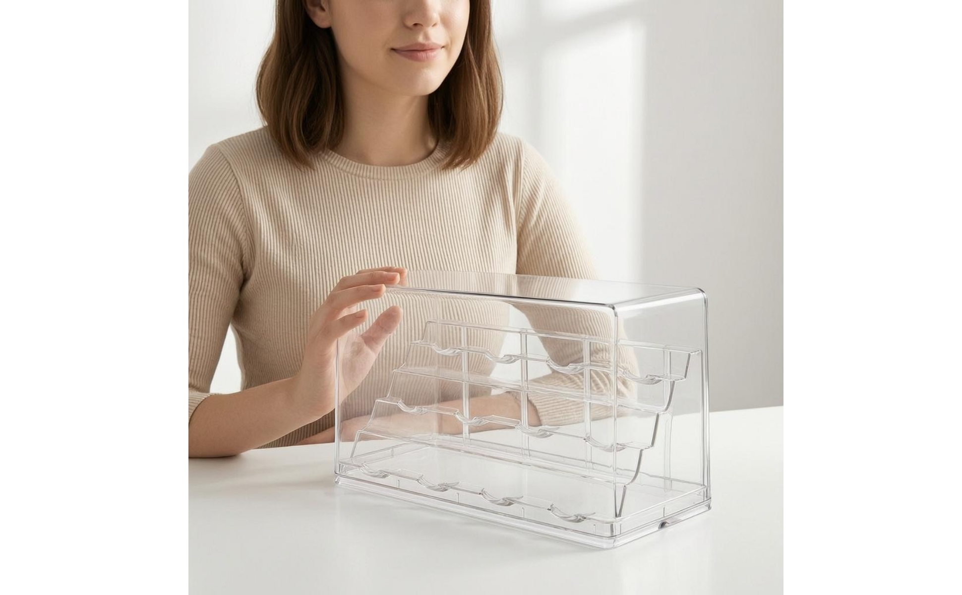Button Display Box Transparent Button Display Case Dustproof for Collectors