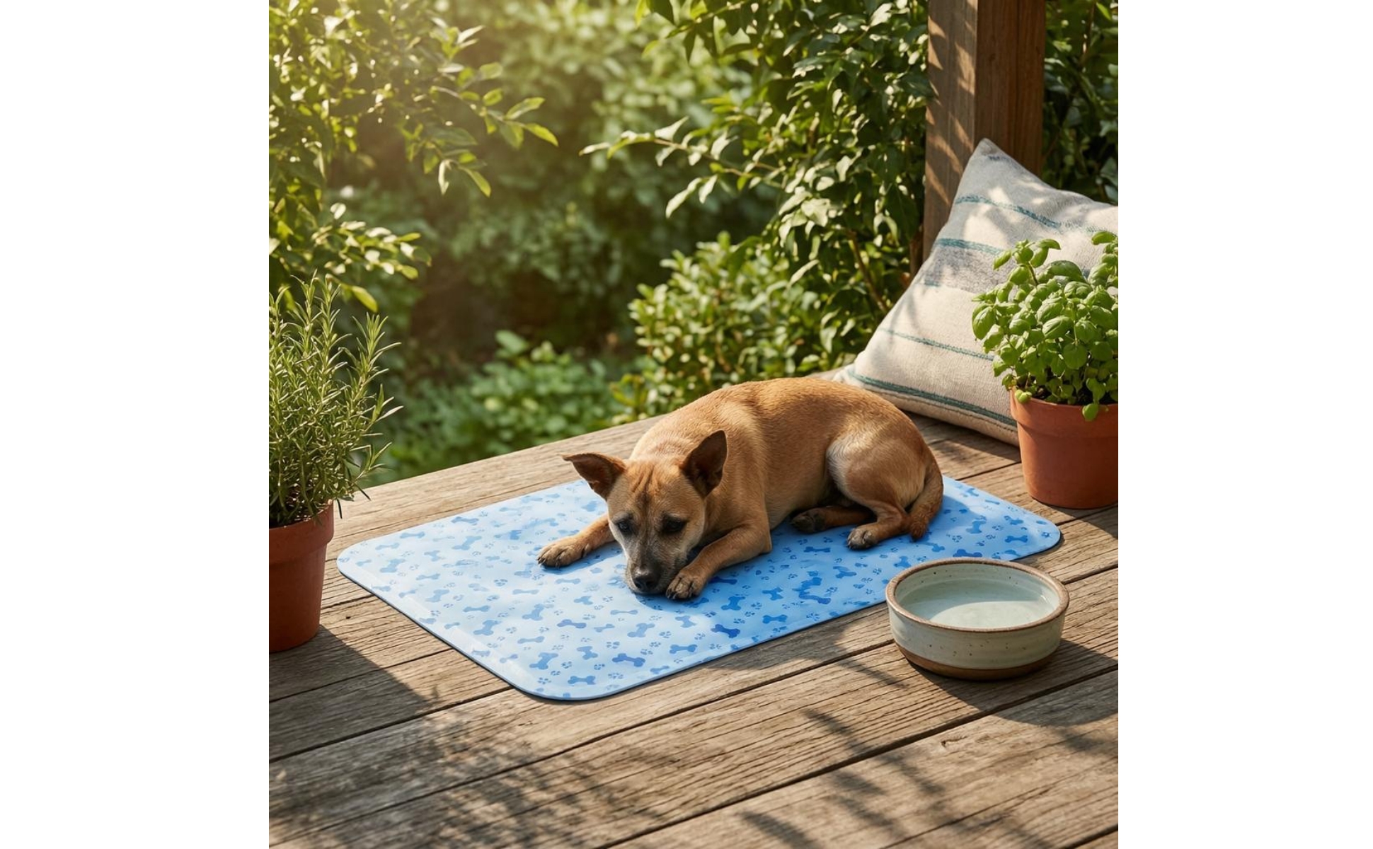 Pet Cooling Mat Blue Bone Pattern Pet Cooling Pad Rounded Corners for Pets